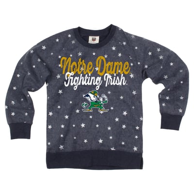 Notre Dame Fighting Irish Wes & Willy Girls Youth Shimmer Star Reverse Fleece Sweatshirt - Navy