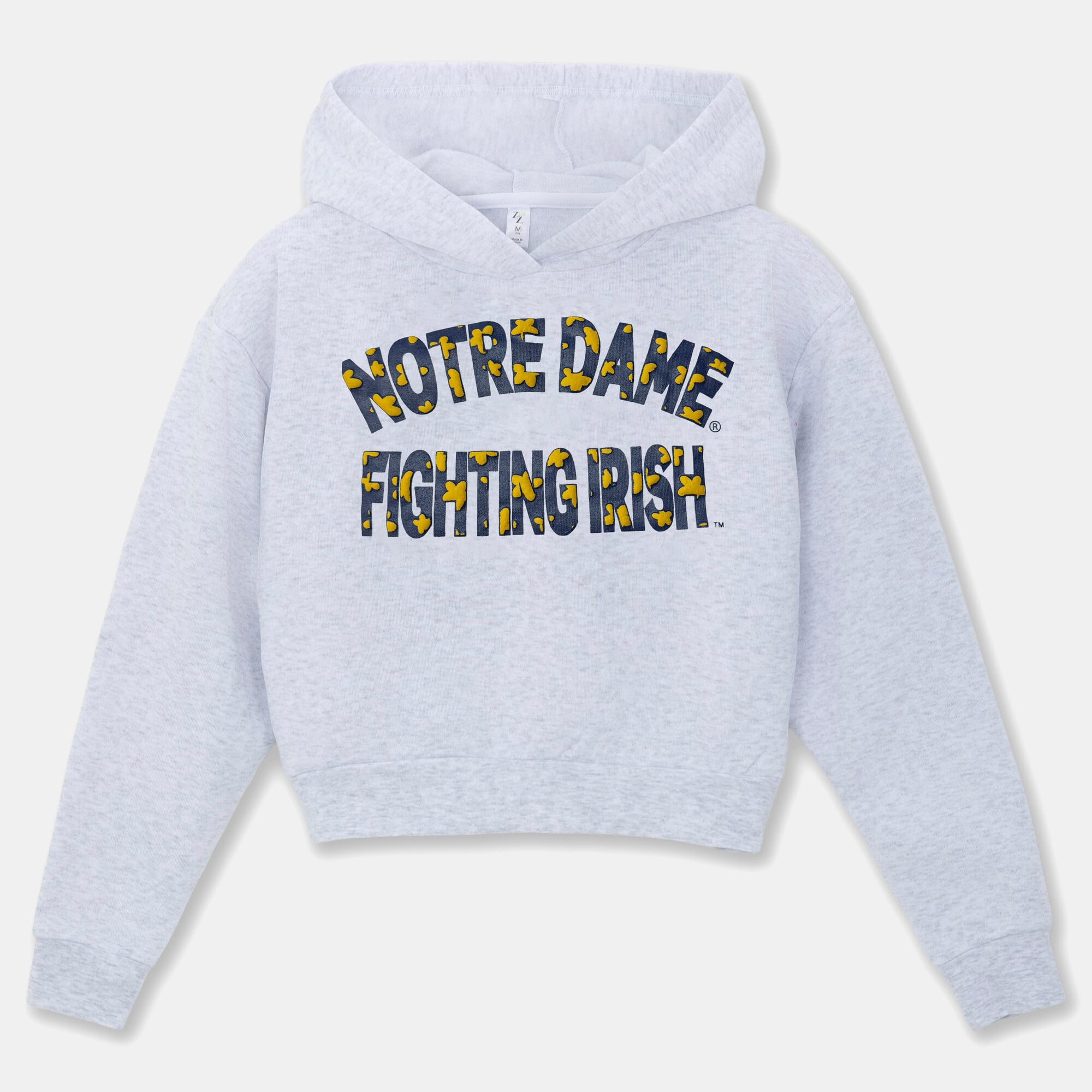 Girls Youth ZooZatz Gray Notre Dame Fighting Irish Cropped Hoodie