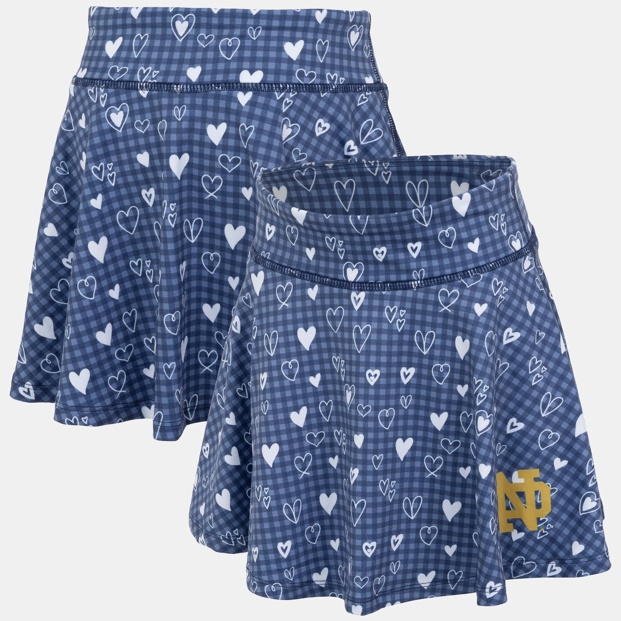 Girls Youth ZooZatz Navy Notre Dame Fighting Irish Heart Flowy Skort
