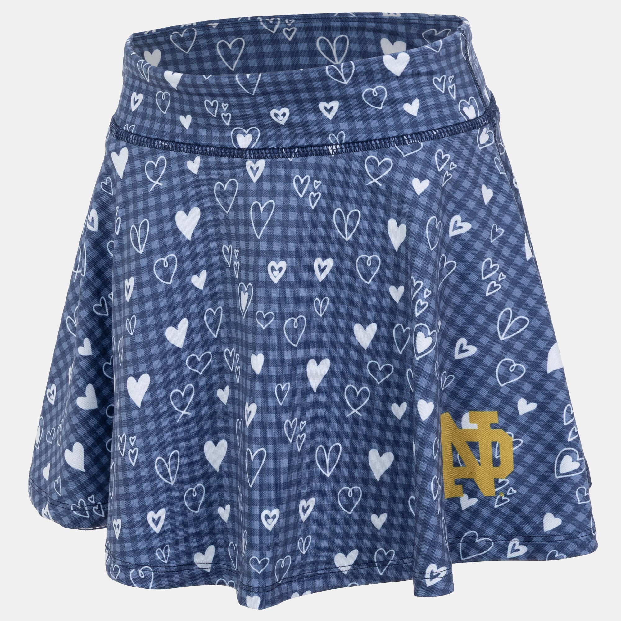 Girls Youth ZooZatz Navy Notre Dame Fighting Irish Heart Flowy Skort