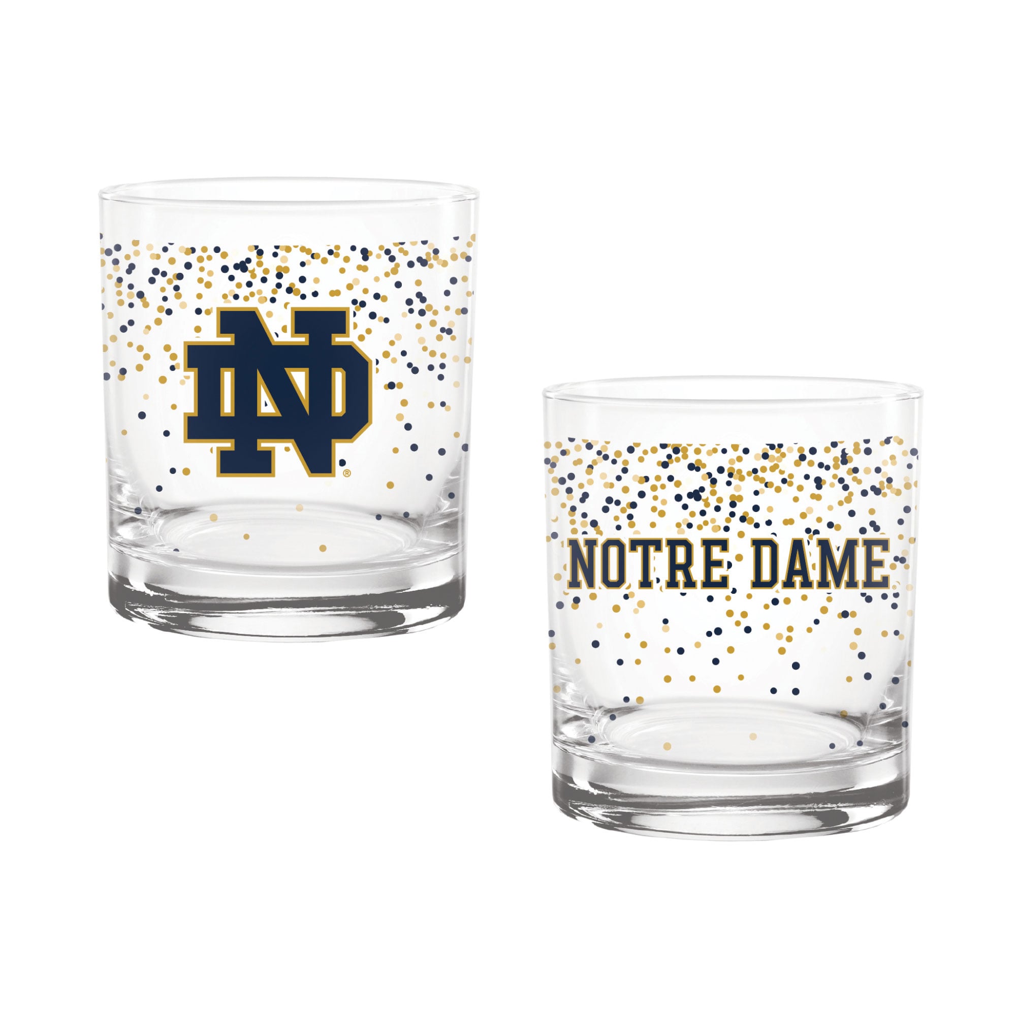 Ensemble de 2 verres à whisky Indigo Falls Notre Dame Fighting Irish Confetti