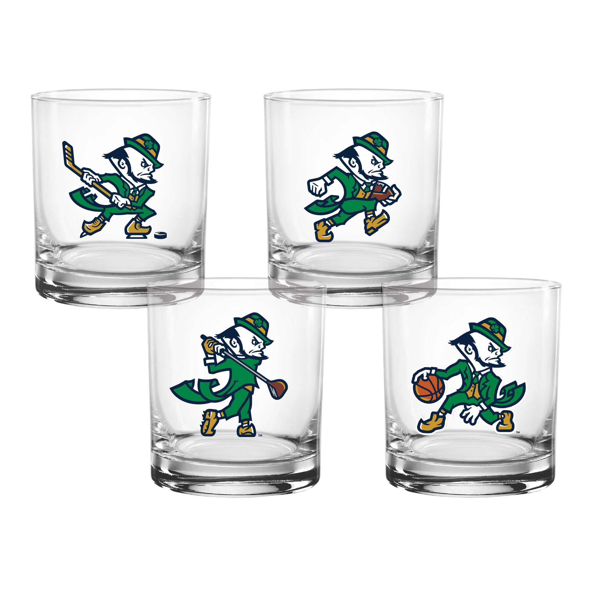 Coffret de 4 verres à whisky de collection Indigo Falls Notre Dame Fighting Irish