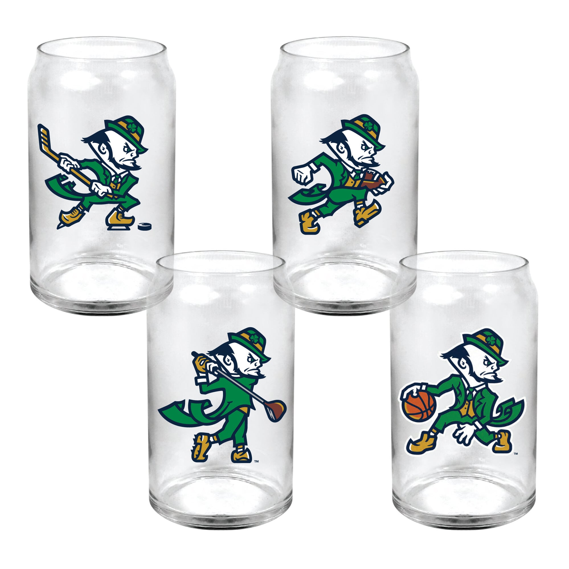 Coffret de 4 canettes en verre Indigo Falls Notre Dame Fighting Irish Core Collectors