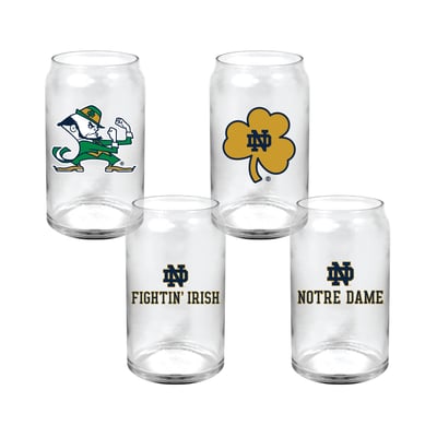  Notre Dame Fighting Irish Indigo Falls Core Collectors Glass Can 4-Pack Set