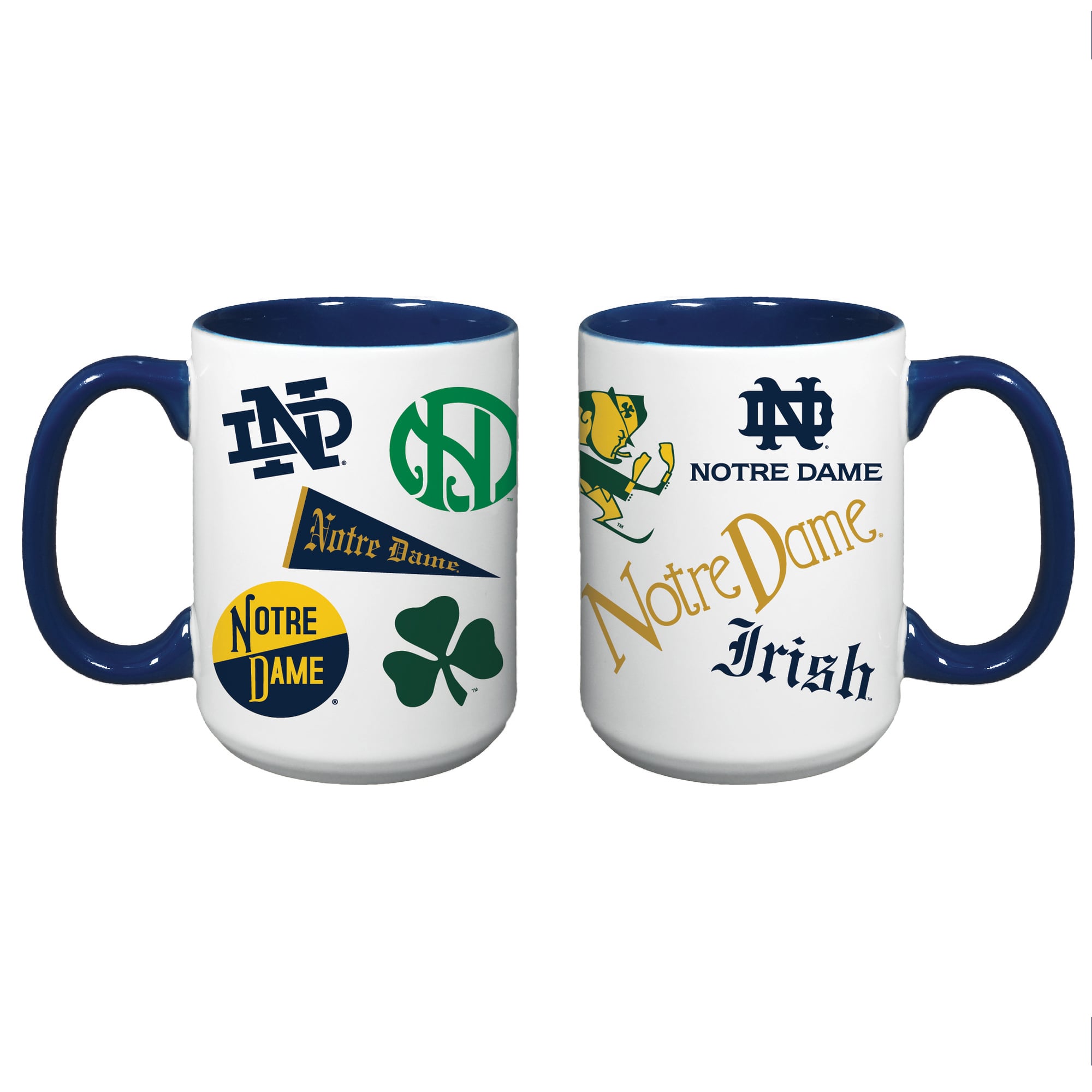 Ensemble de deux tasses vintage Indigo Falls Notre Dame Fighting Irish Core College