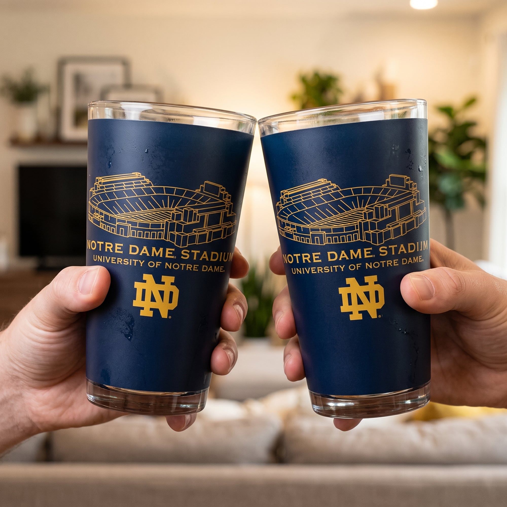 Pack de 2 verres à bière Indigo Falls Notre Dame Fighting Irish Core Stadium