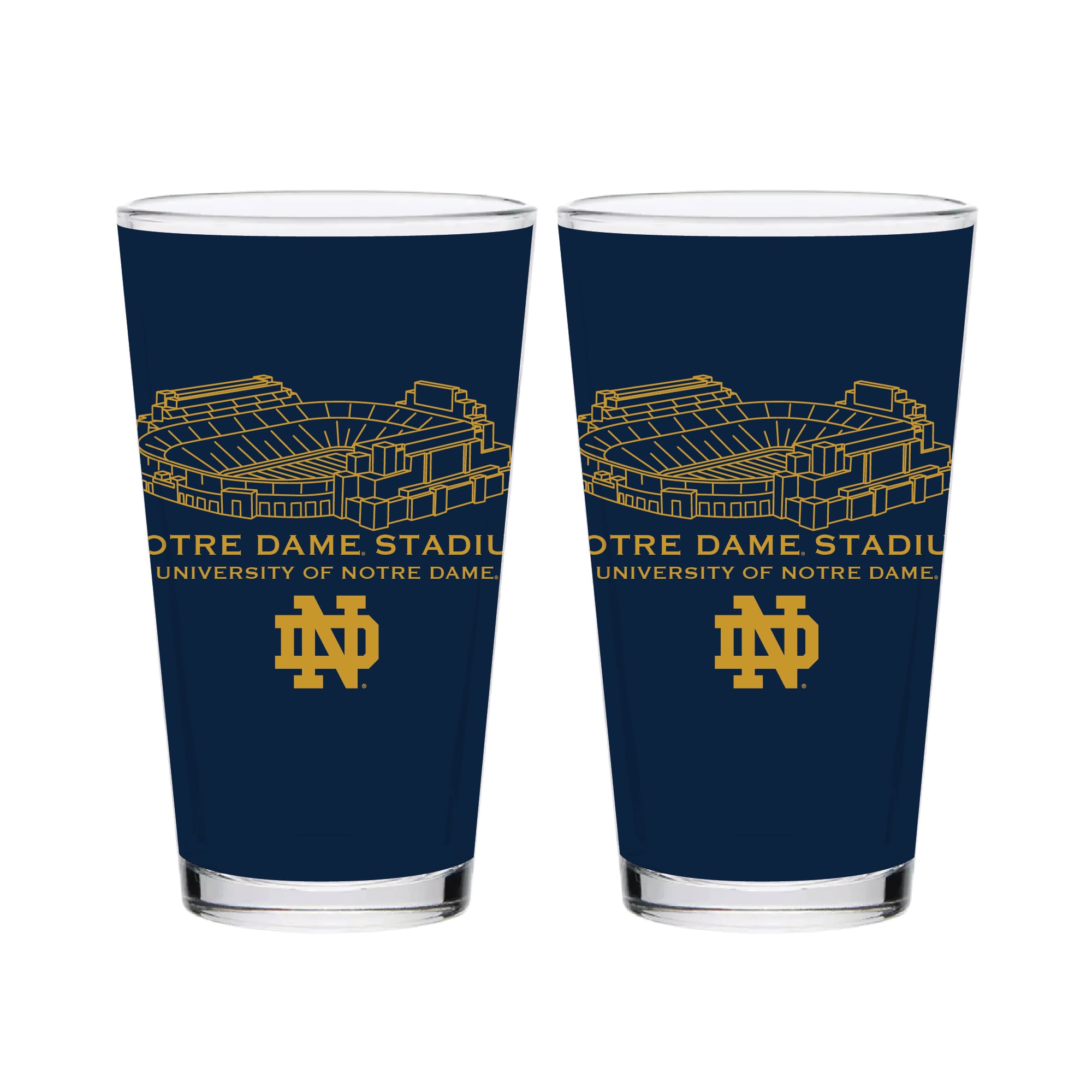 Pack de 2 verres à bière Indigo Falls Notre Dame Fighting Irish Core Stadium