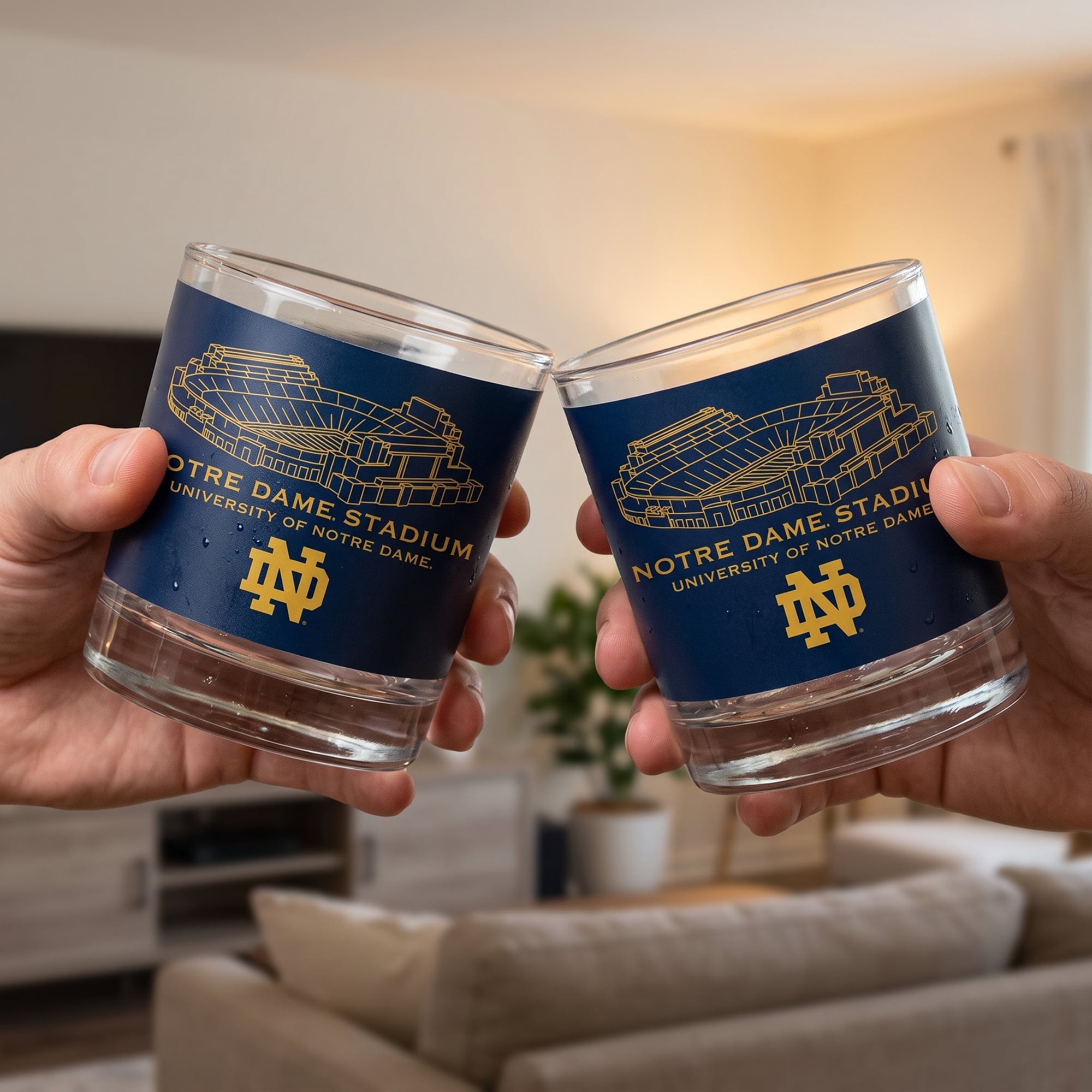 Pack de 2 verres à whisky Indigo Falls Notre Dame Fighting Irish Core Stadium