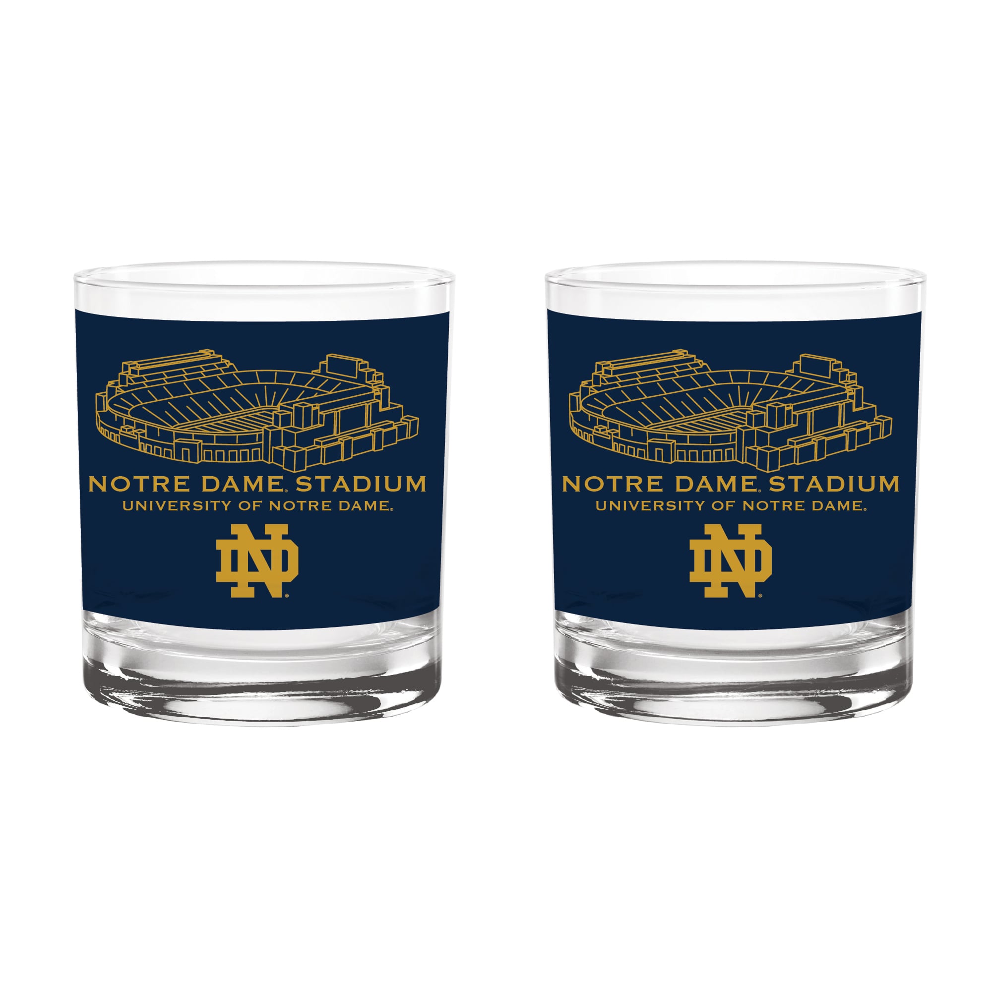 Pack de 2 verres à whisky Indigo Falls Notre Dame Fighting Irish Core Stadium