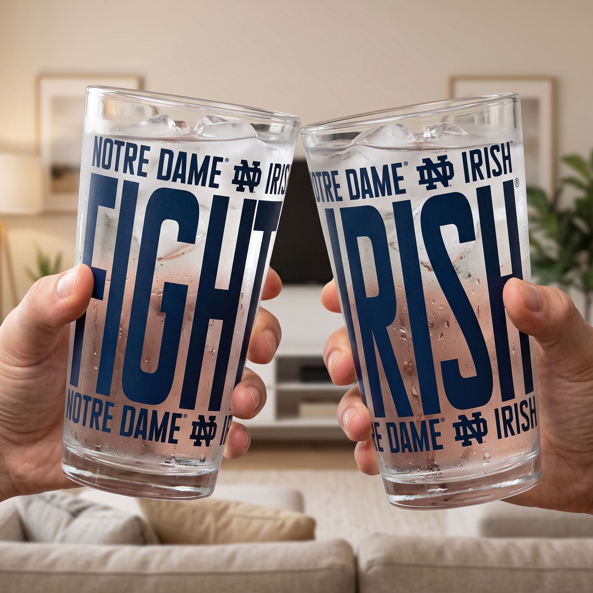 Ensemble de 2 verres à bière surélevés Indigo Falls Notre Dame Fighting Irish