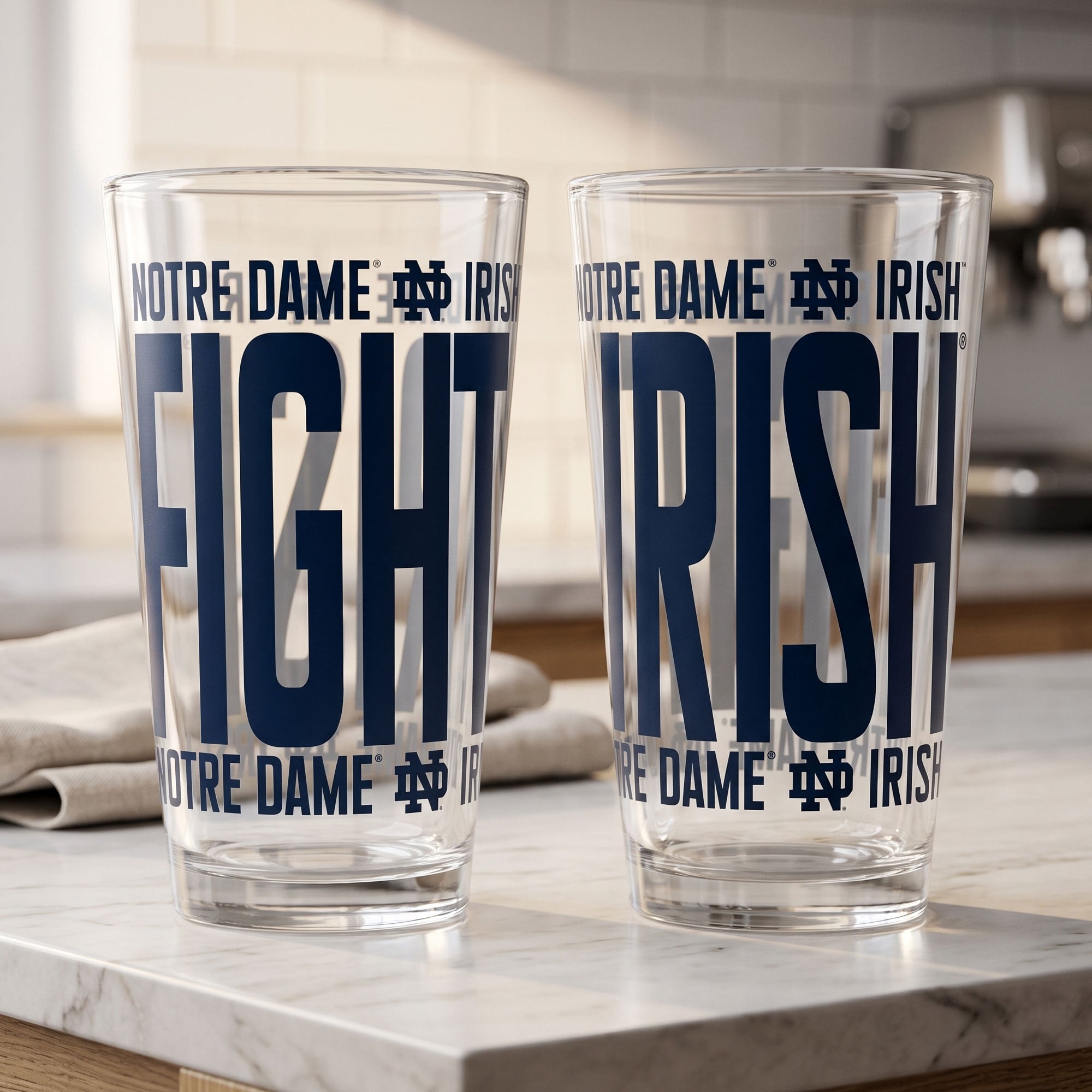 Ensemble de 2 verres à bière surélevés Indigo Falls Notre Dame Fighting Irish