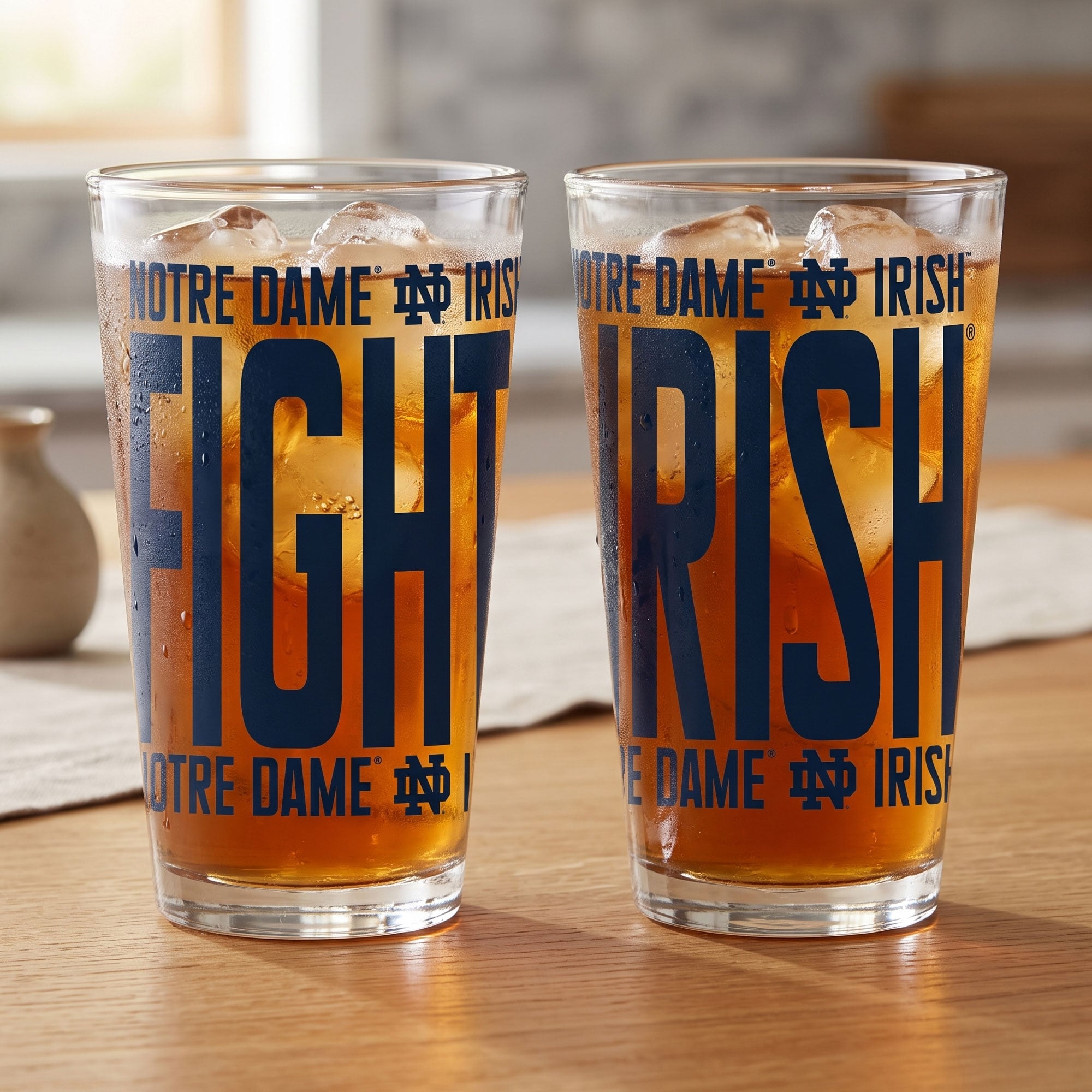 Ensemble de 2 verres à bière surélevés Indigo Falls Notre Dame Fighting Irish