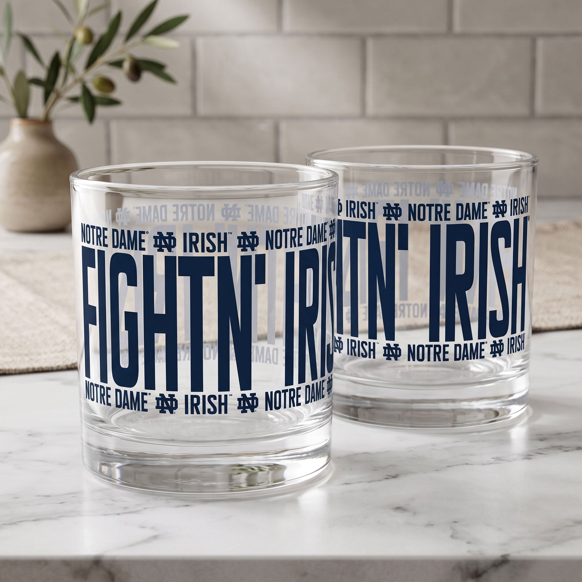 Verres à whisky surélevés Indigo Falls Notre Dame Fighting Irish - Lot de 2