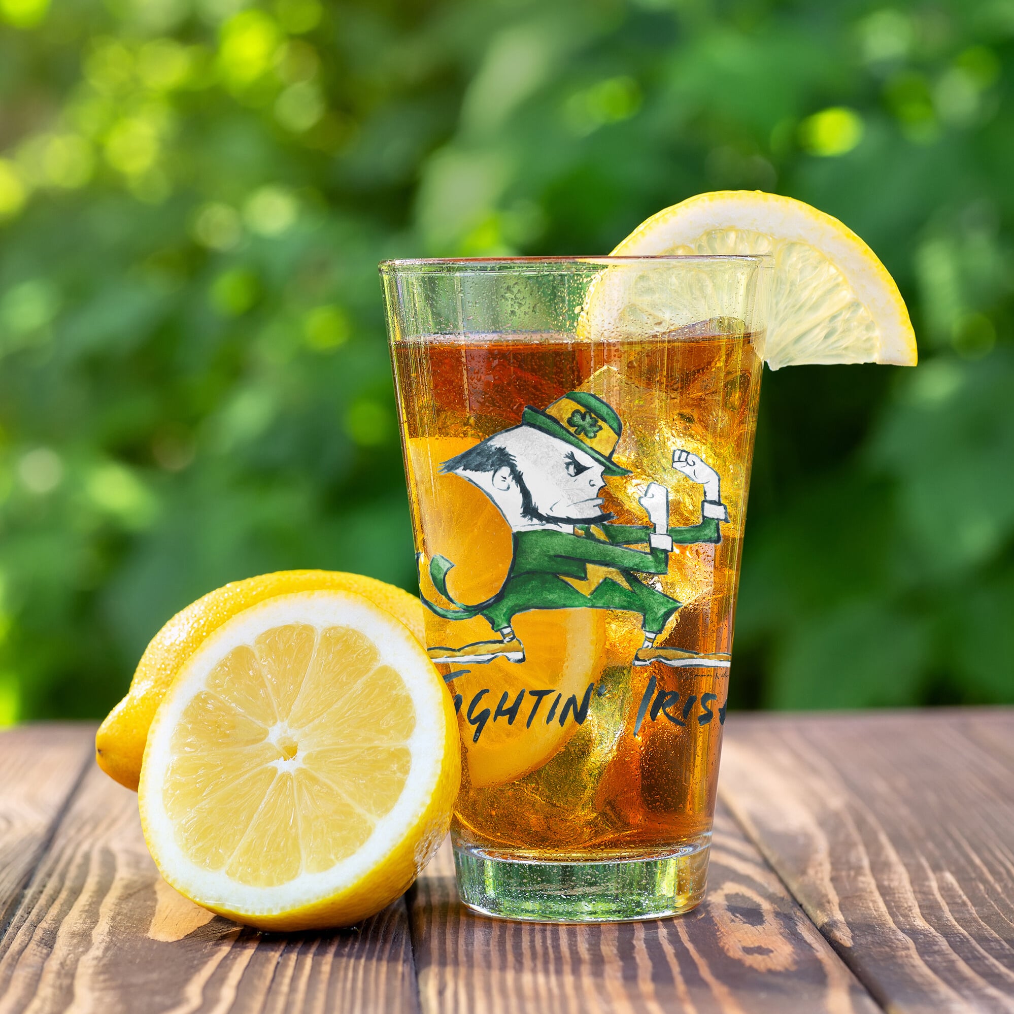 Ensemble de 2 verres à bière Indigo Falls Notre Dame Fighting Irish à l'effigie de Laura Wilcox, mascotte de l'équipe