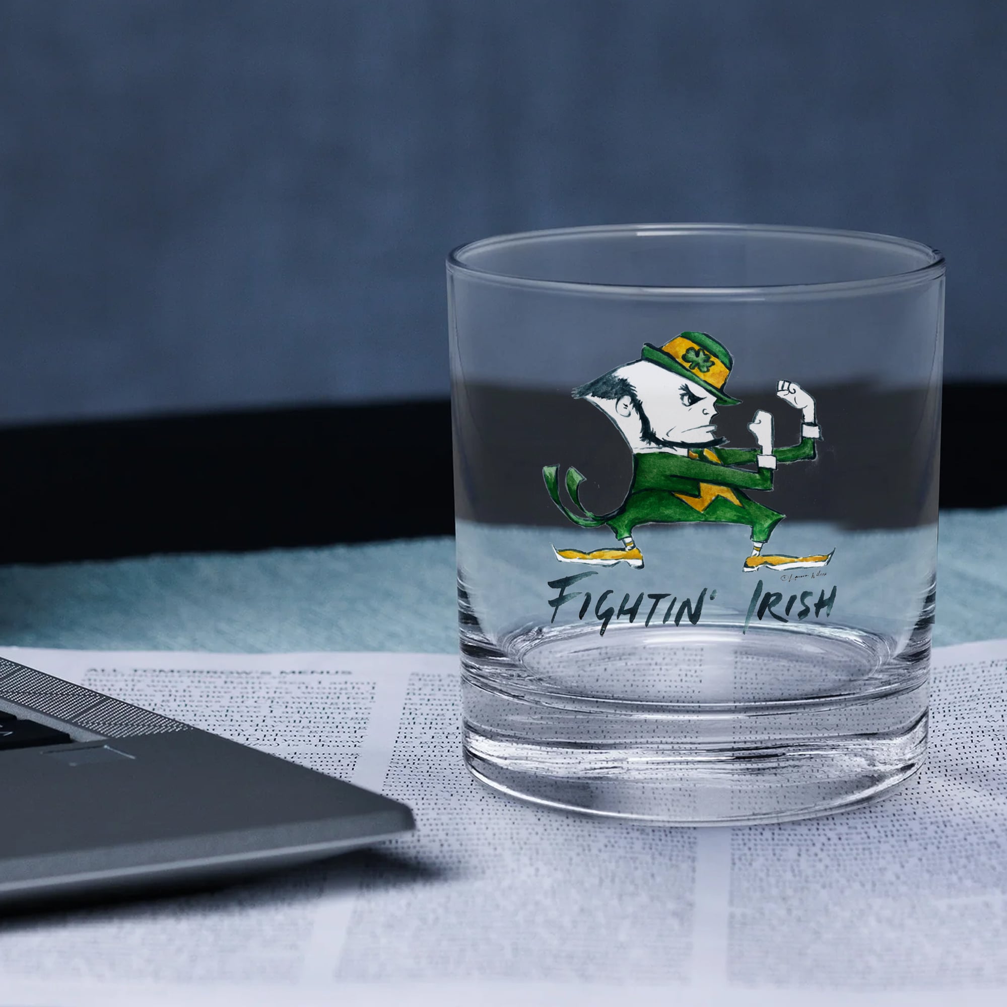 Ensemble de 2 verres à whisky Indigo Falls Notre Dame Fighting Irish à l'effigie de Laura Wilcox, mascotte