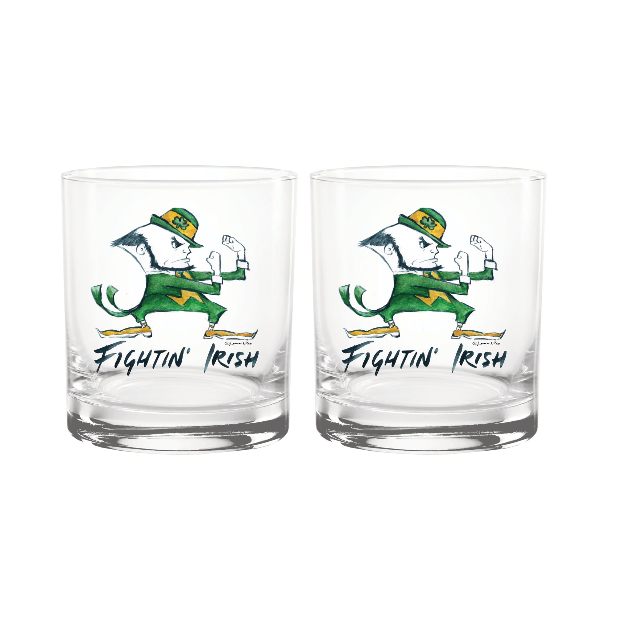 Ensemble de 2 verres à whisky Indigo Falls Notre Dame Fighting Irish à l'effigie de Laura Wilcox, mascotte