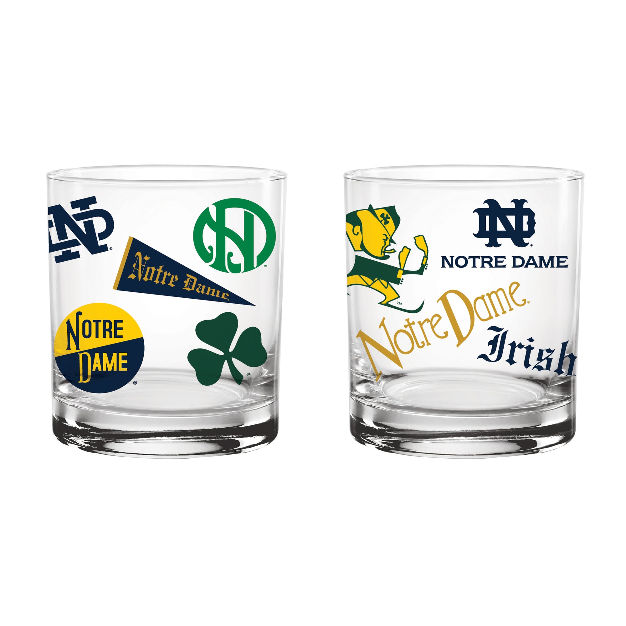 Verres à whisky vintage Indigo Falls Notre Dame Fighting Irish Medley - Lot de 2