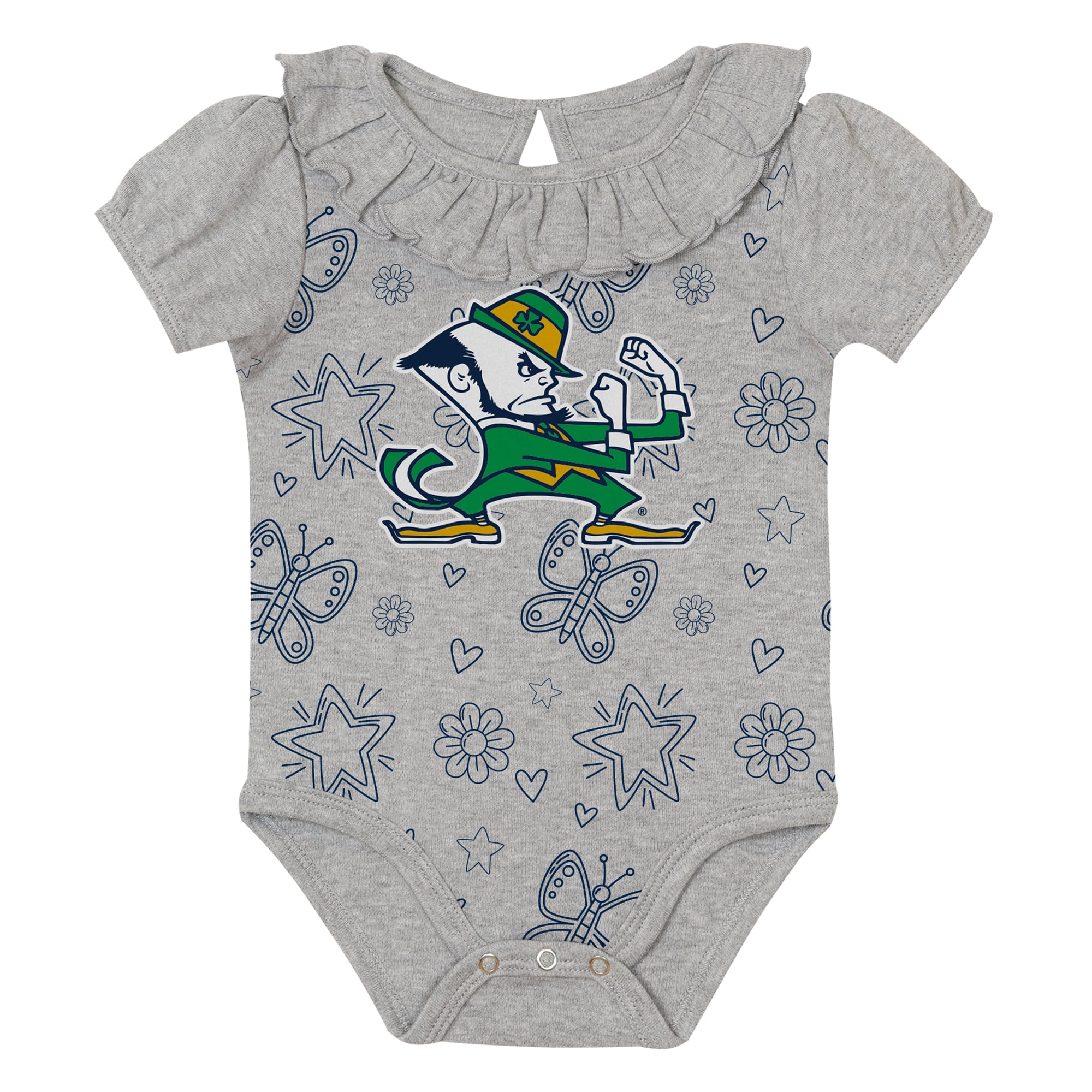 Infant Outerstuff Navy/Gray Notre Dame Fighting Irish Two-Pack Playtime Ruffle Bodysuit Set