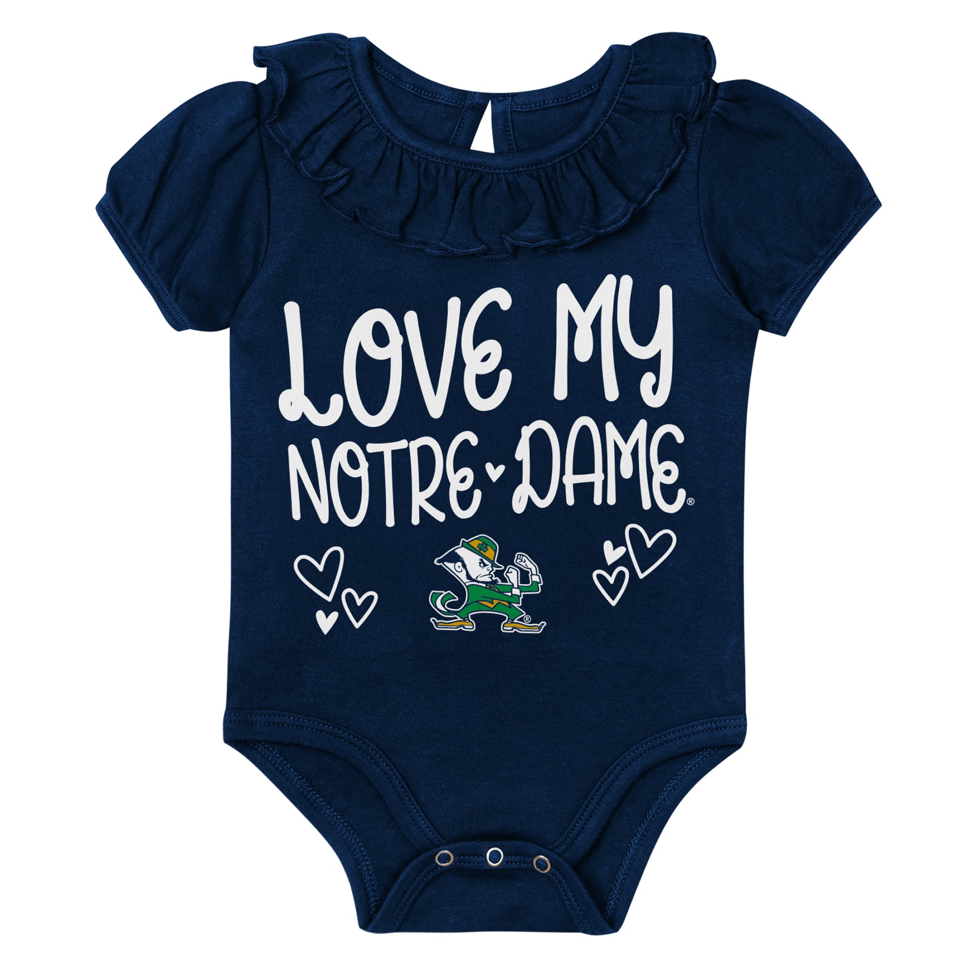 Infant Outerstuff Navy/Gray Notre Dame Fighting Irish Two-Pack Playtime Ruffle Bodysuit Set