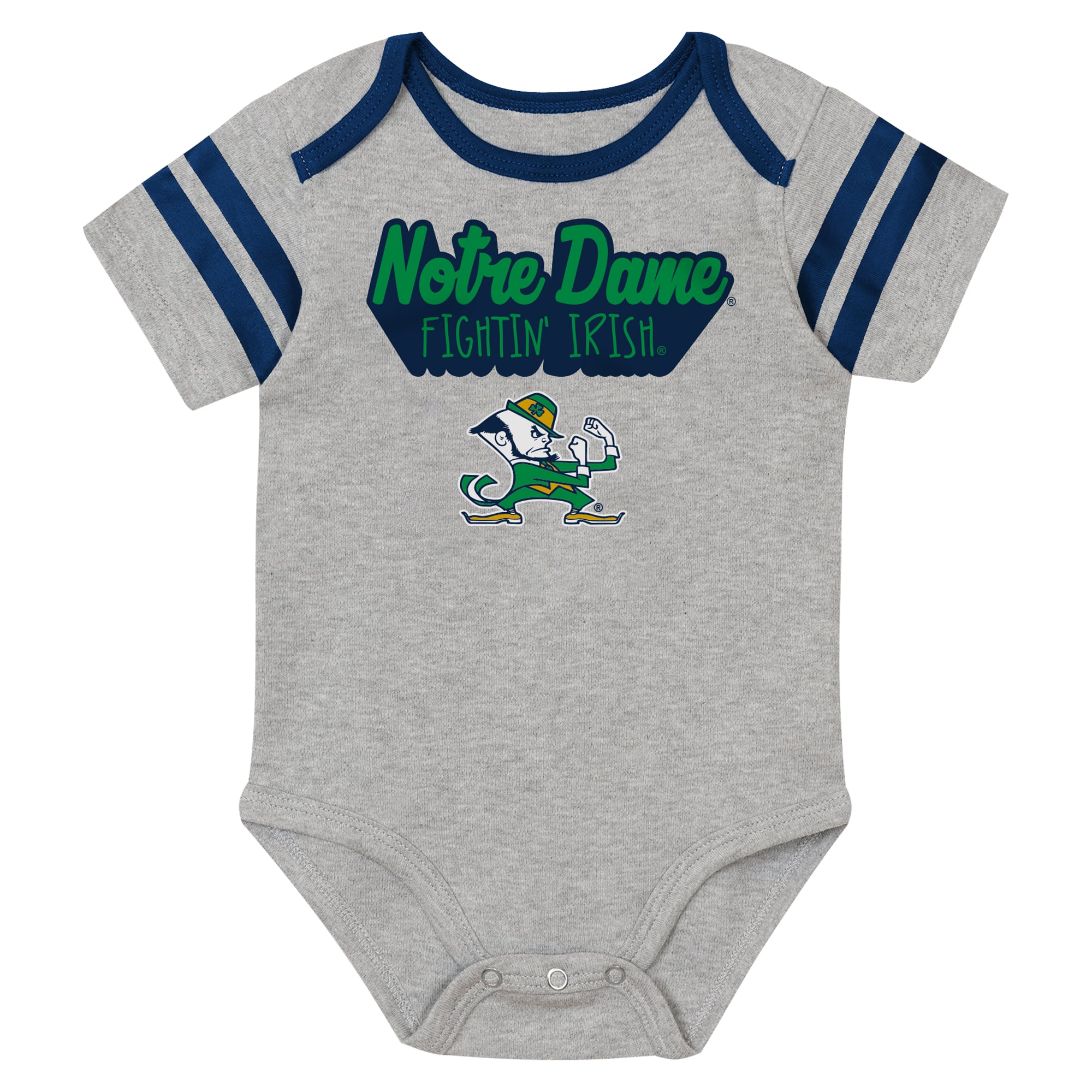 Infant Outerstuff Navy/Green/Gray Notre Dame Fighting Irish Star Player Three-Piece Bodysuit Set