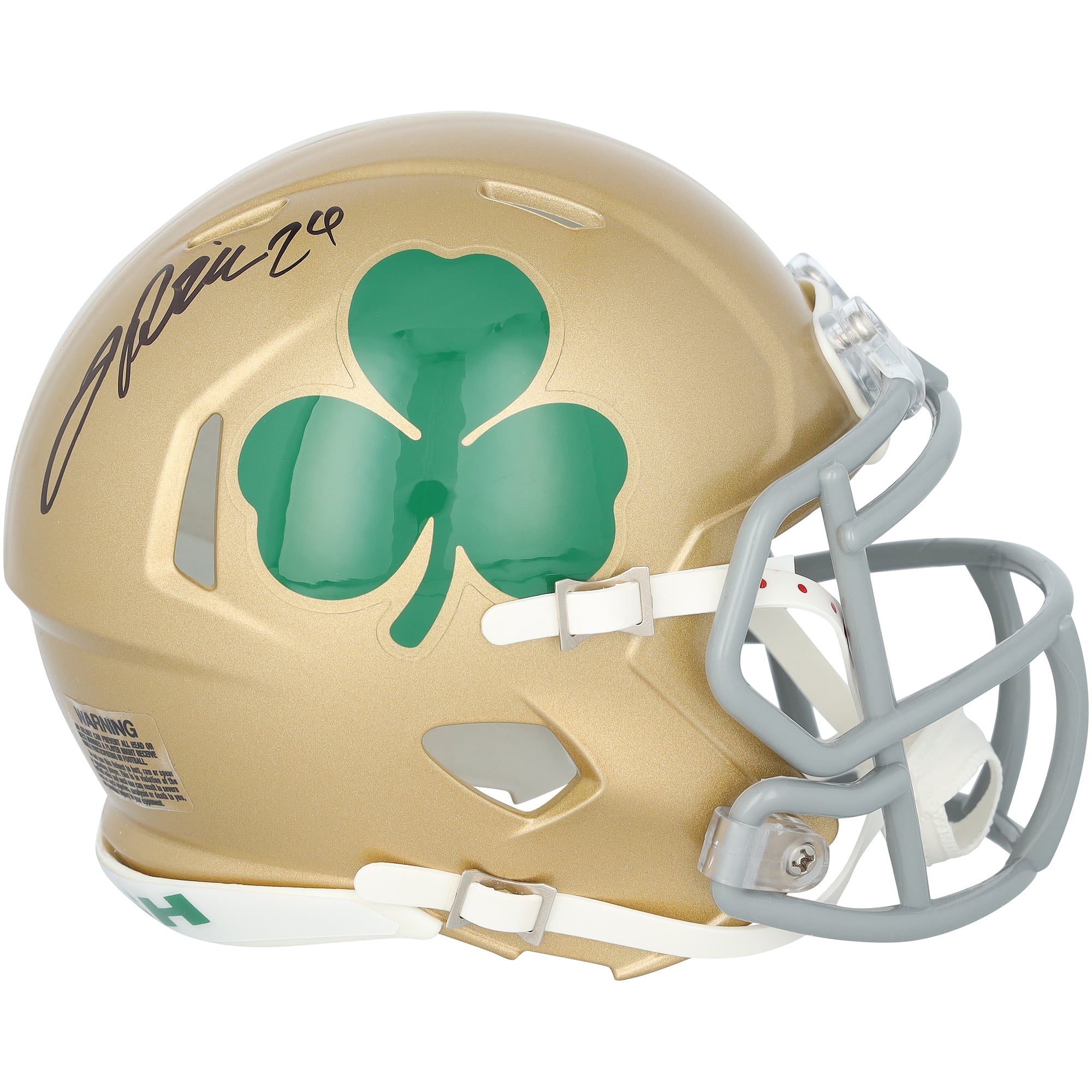 Casque Riddell Shamrock Speed Mini autographié par Jadarian Price, Notre Dame Fighting Irish