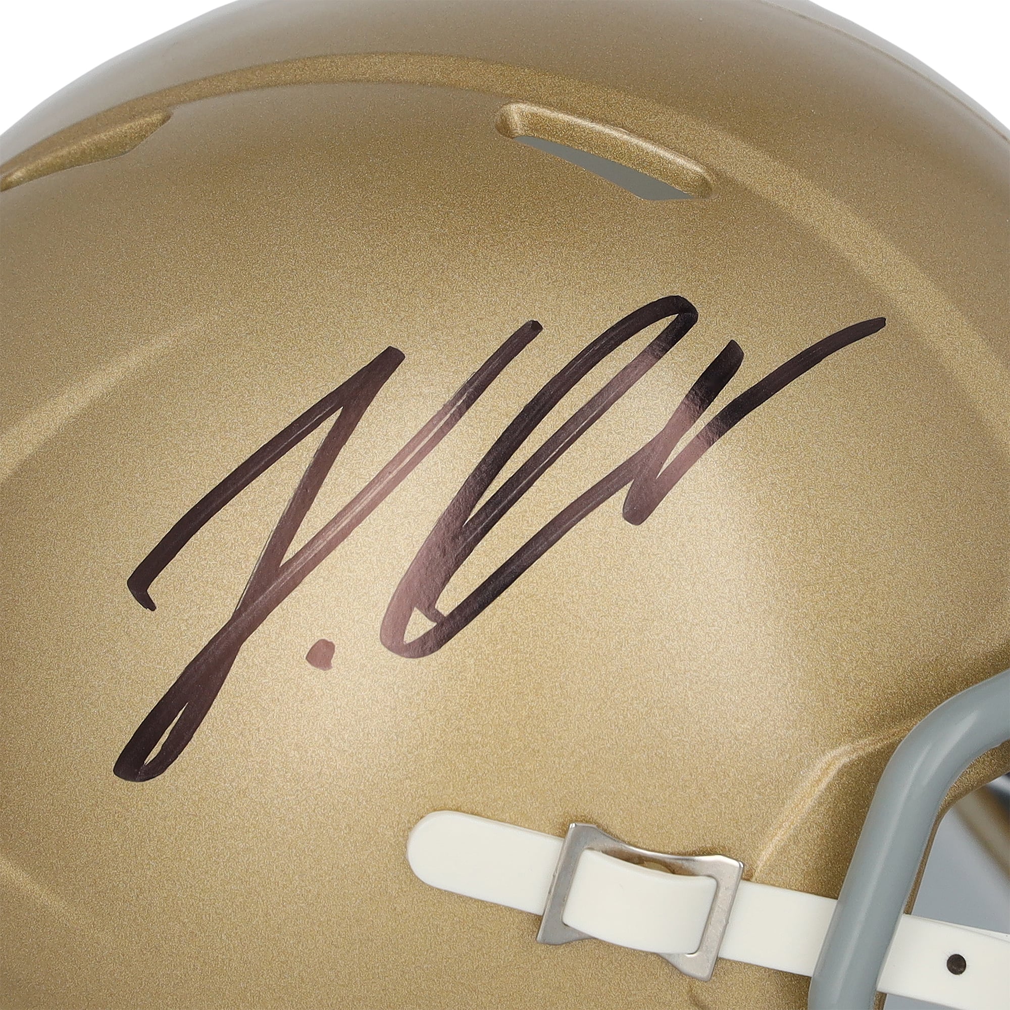 Casque Riddell Speed ​​Mini autographié par Jeremiyah Love, joueur de Notre Dame Fighting Irish