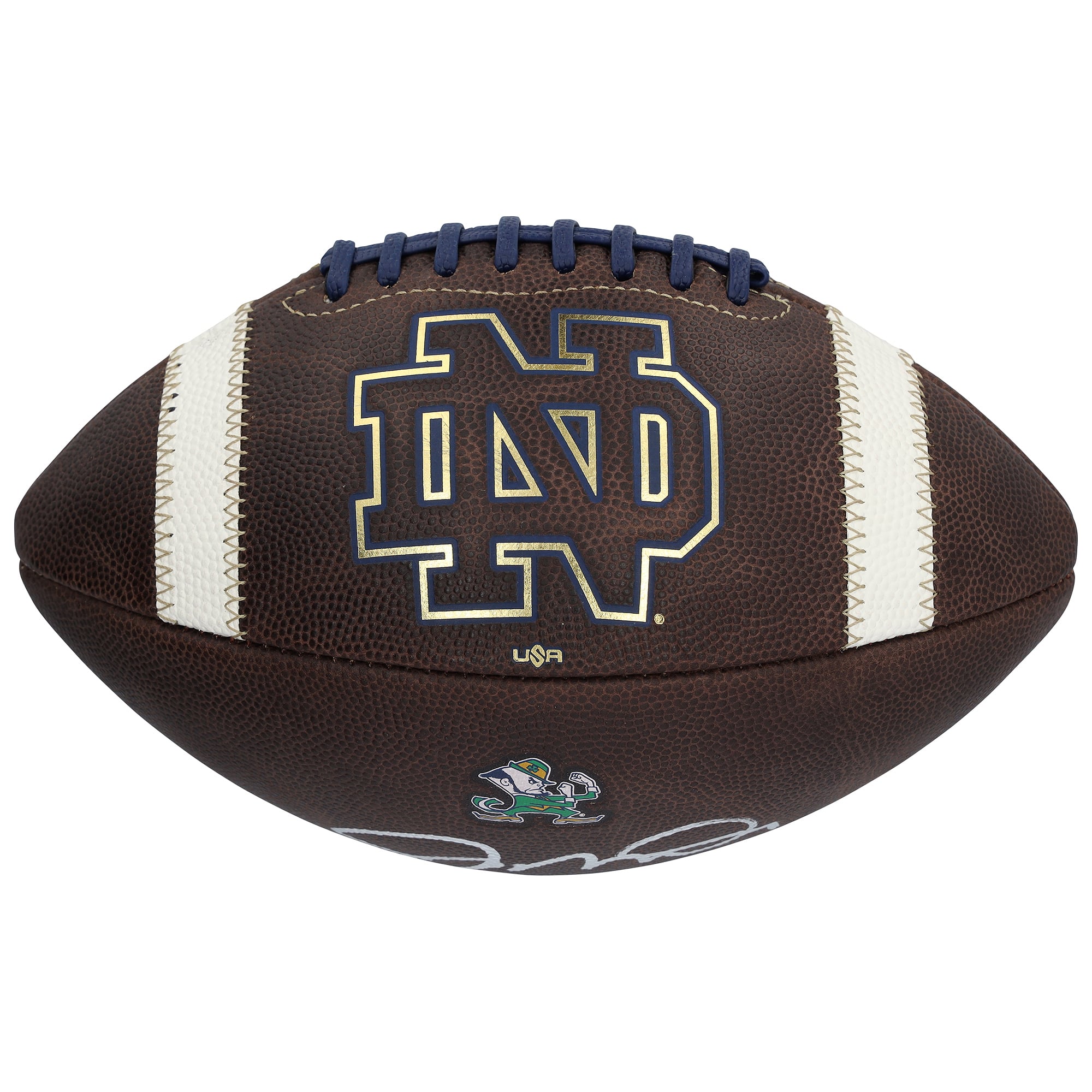 Ballon de football américain authentique Big Game autographié par Joe Montana, joueur des Fighting Irish de Notre Dame.