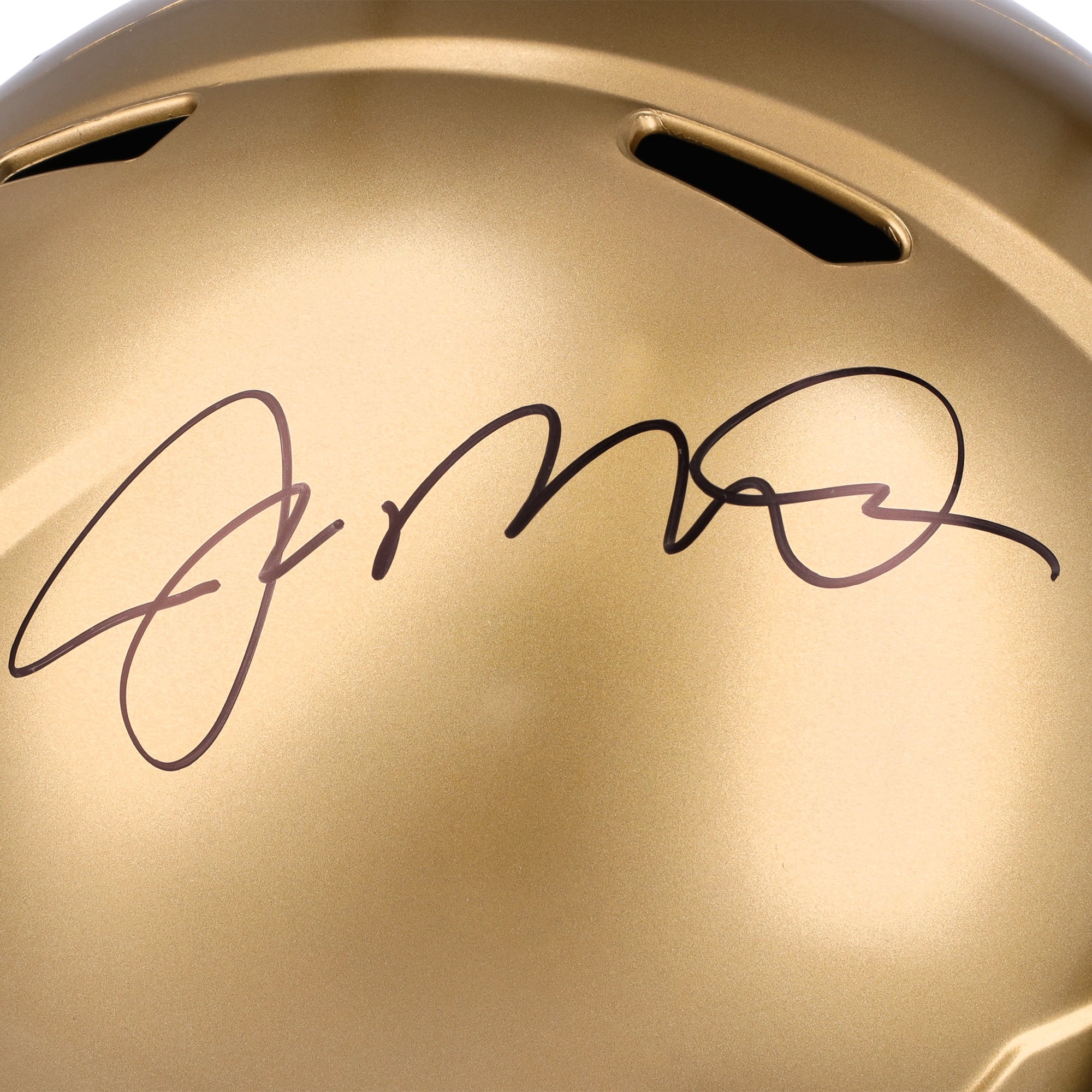 Casque réplique autographié Riddell Speed ​​de Joe Montana par Notre Dame Fighting Irish