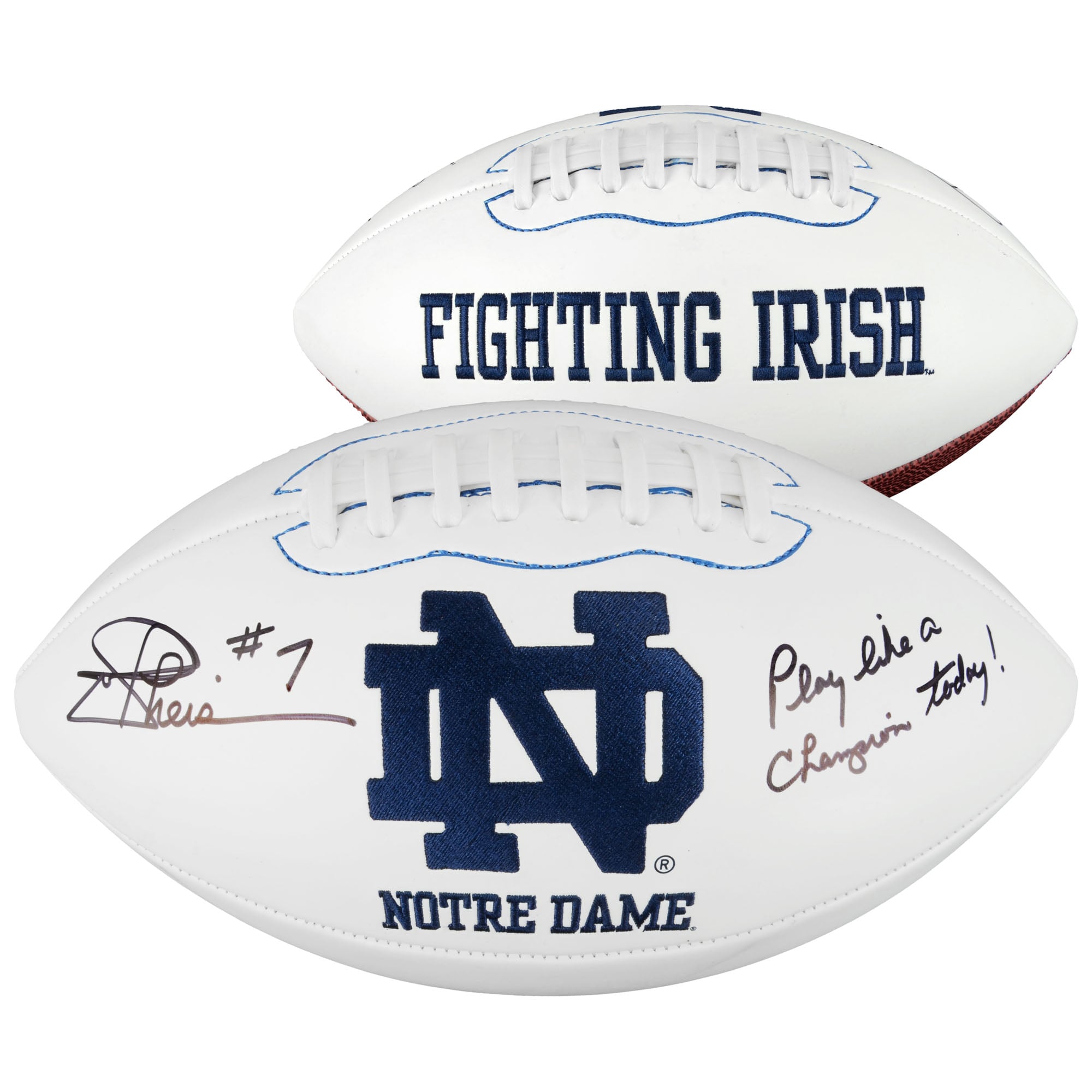 Champion Notre Dame Fighting Irishフットボール Joe Theismann Notre Dame Fighting Irish Autographed White Panel