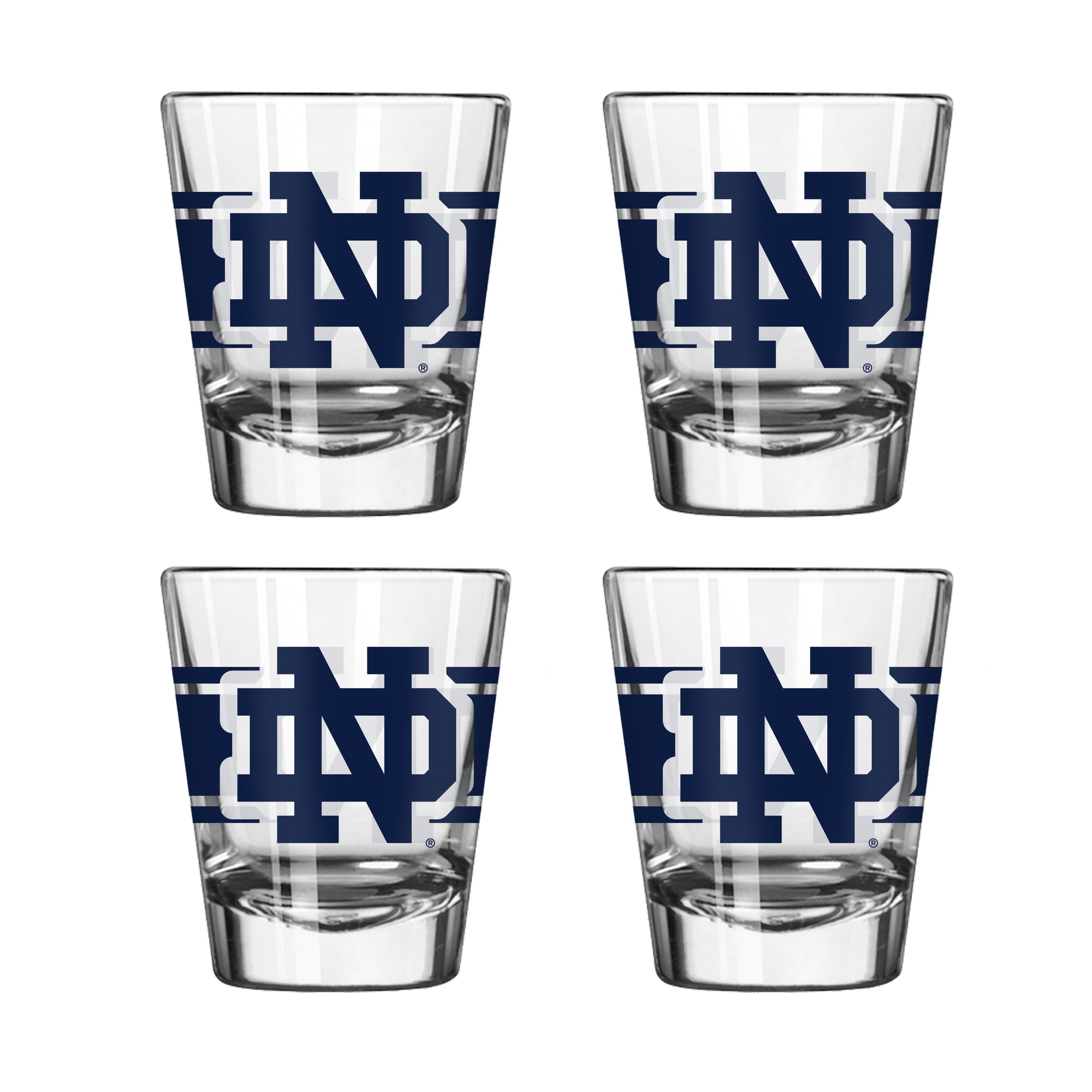 Ensemble de quatre verres à shot rayés Logo Brands Notre Dame Fighting Irish