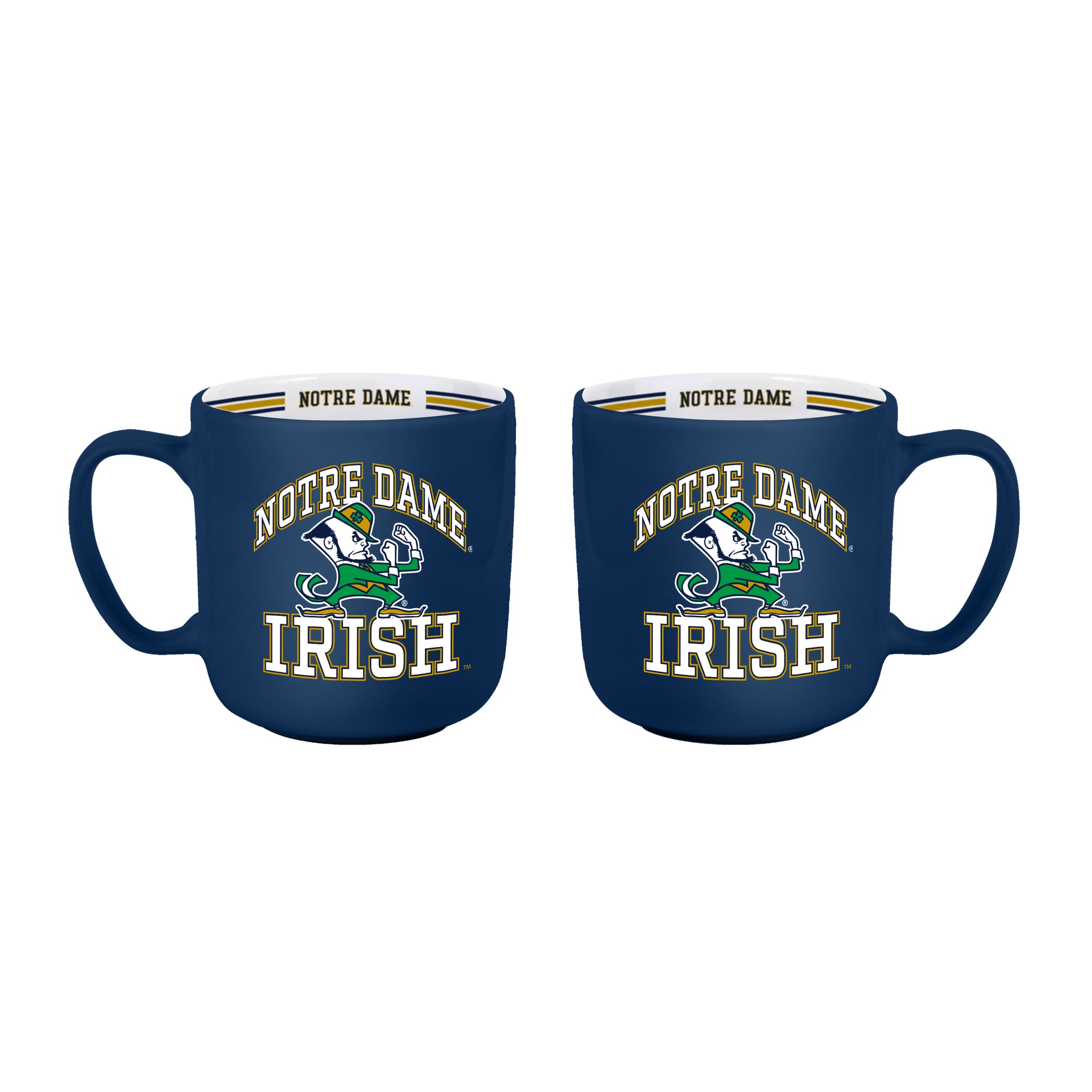 Ensemble de deux tasses rayées de 44 cl (15 oz) Logo Brands Notre Dame Fighting Irish