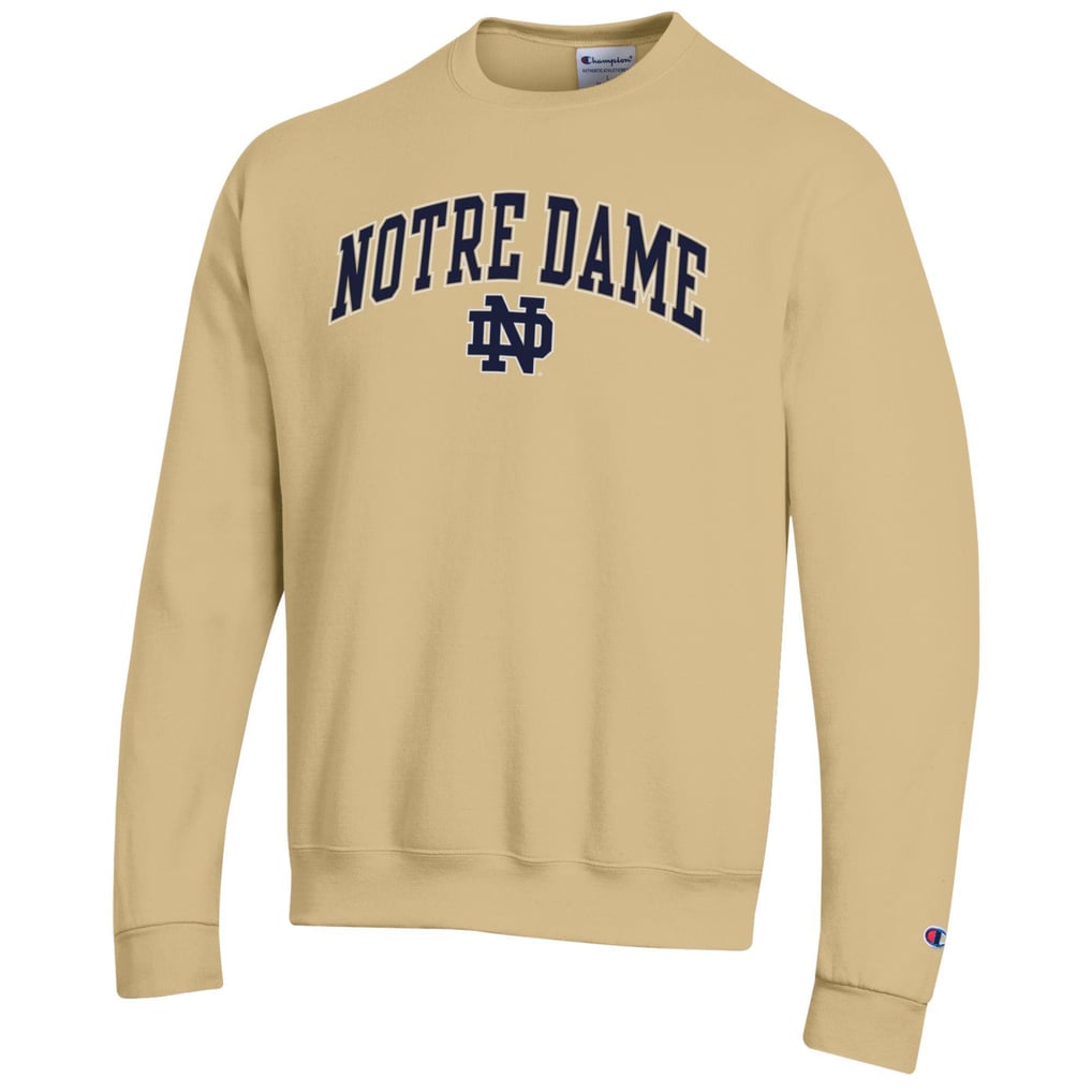 Men's Champion Gold Notre Dame Fighting Irish Arch Over Logo Pullover ...