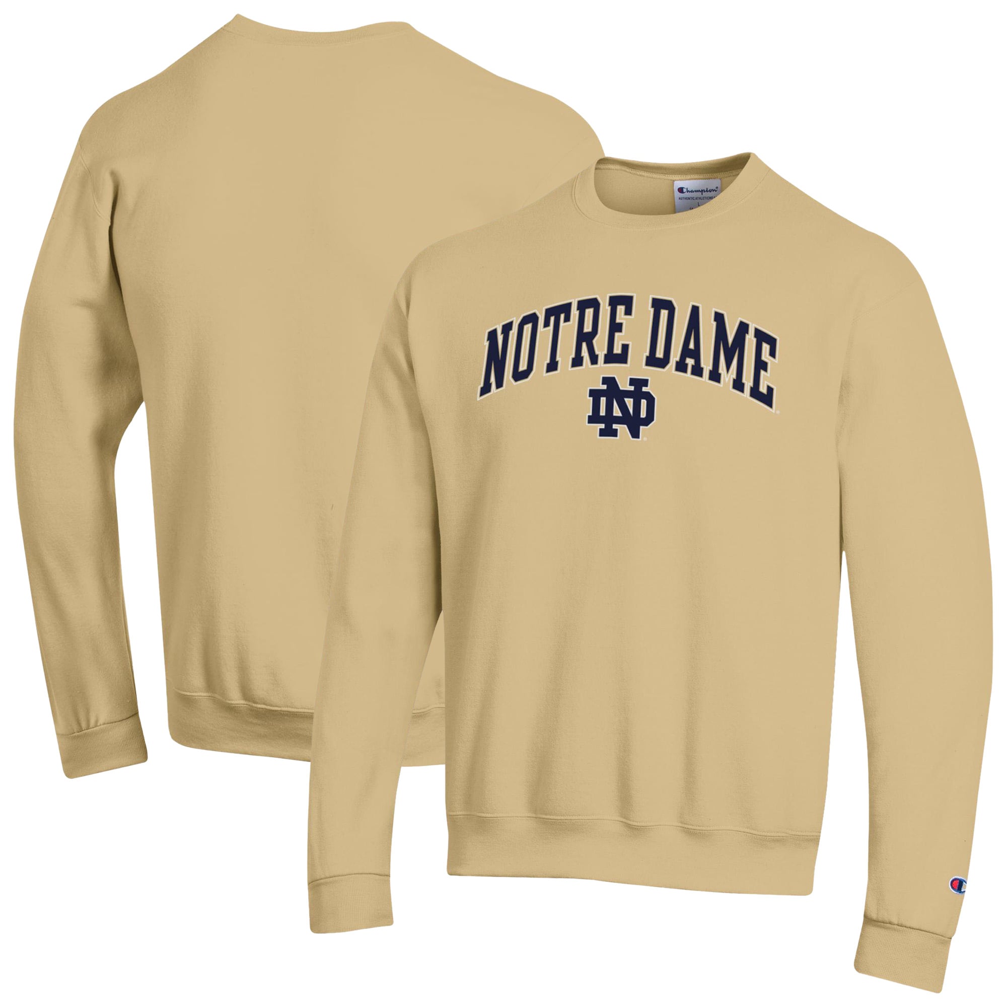 Men's Champion Gold Notre Dame Fighting Irish Arch Over Logo Pullover ...
