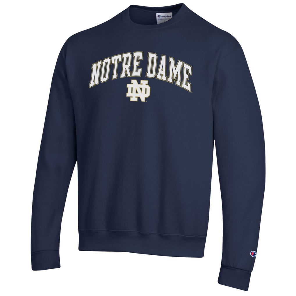 Men's Champion Navy Notre Dame Fighting Irish Arch Over Logo Pullover ...