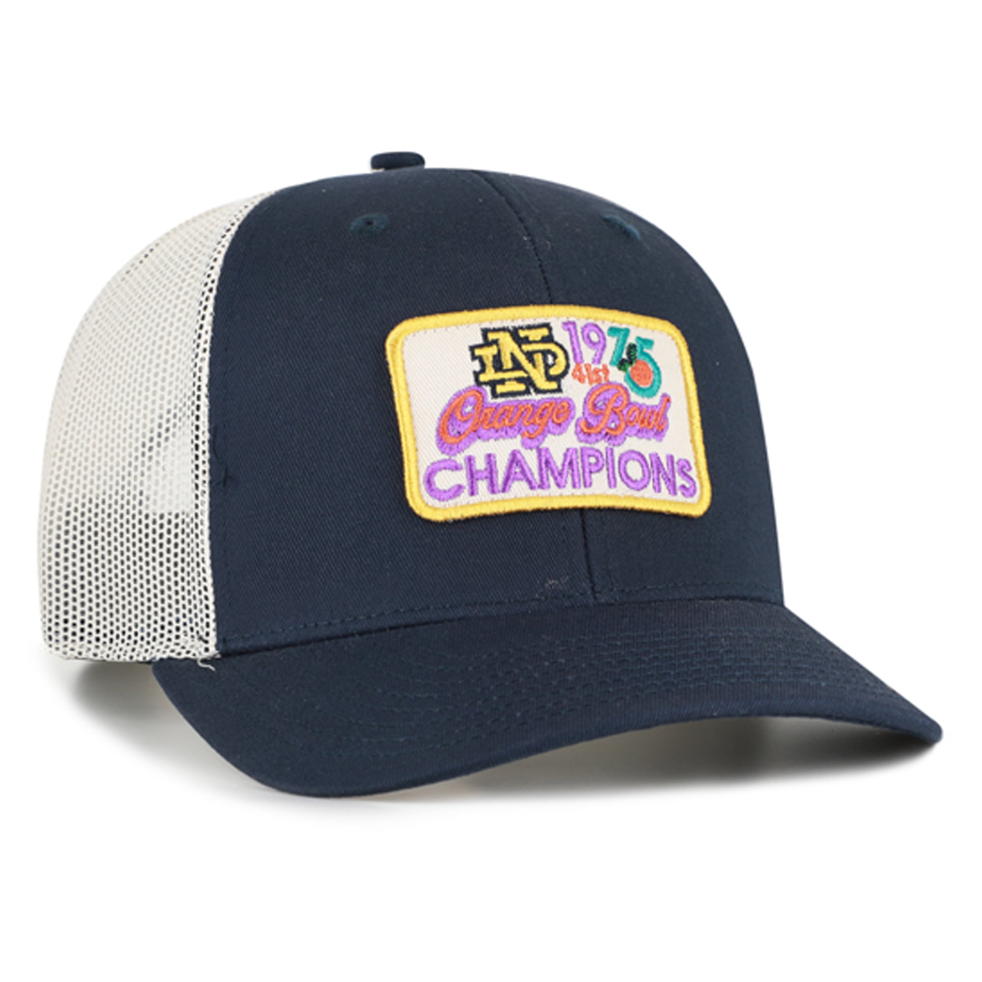 Casquette trucker ajustable pour homme, modèle 47, marine, Notre Dame Fighting Irish, champions de l'Orange Bowl.