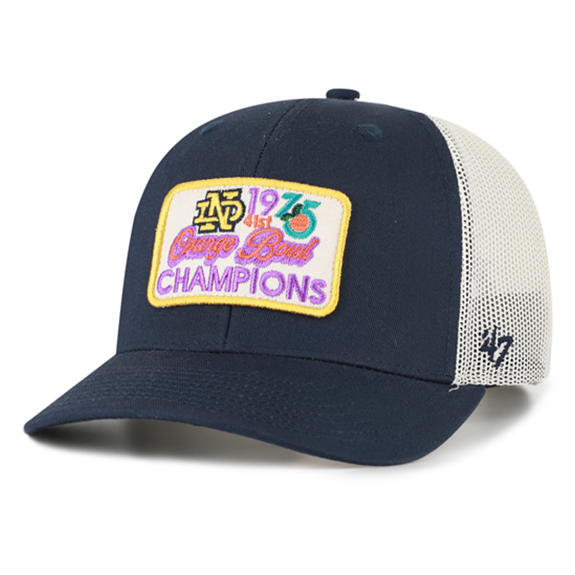 Casquette trucker ajustable pour homme, modèle 47, marine, Notre Dame Fighting Irish, champions de l'Orange Bowl.