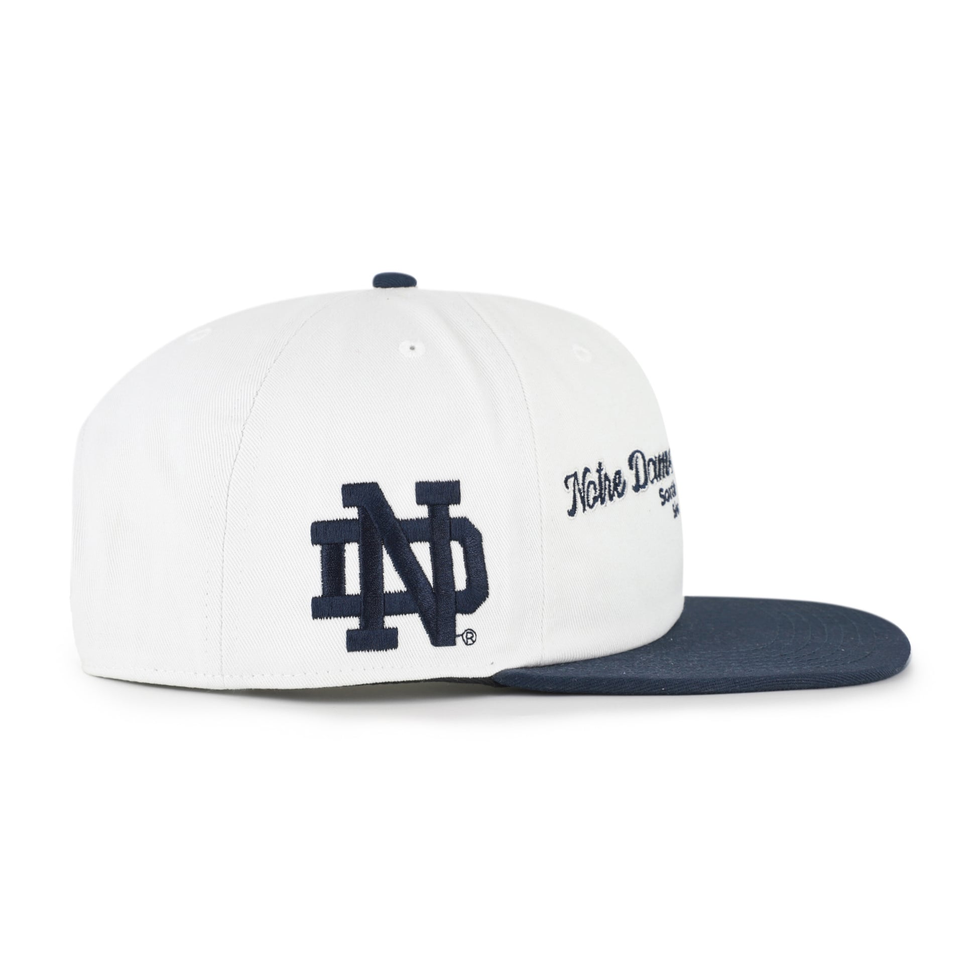 Men's '47 White/Navy Notre Dame Fighting Irish Script Stack Relaxed Captain Adjustable Hat