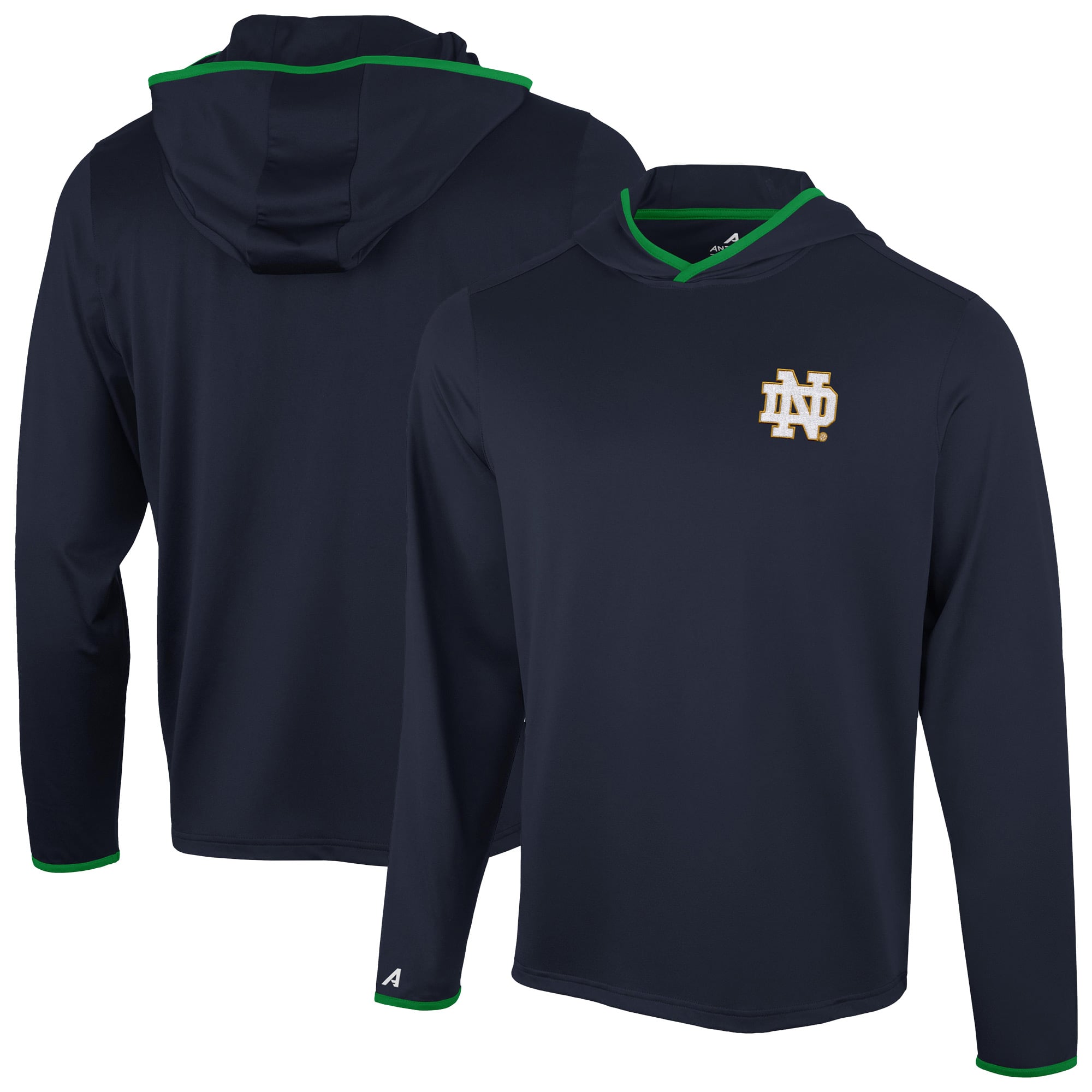 T-shirt à capuche manches longues pour homme Antigua Navy Notre Dame Fighting Irish Brink Color Pop