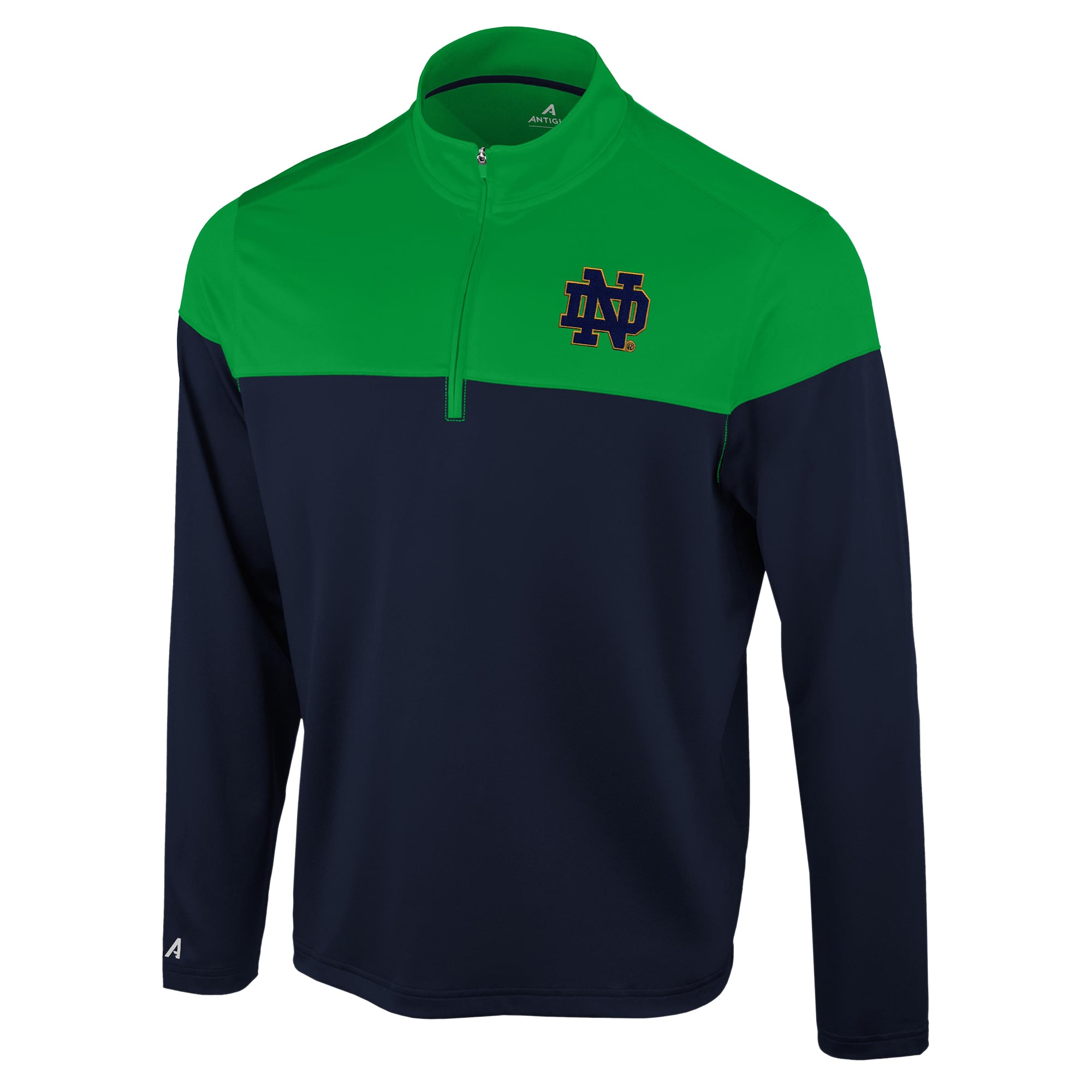 Pull à col zippé Antigua Navy Notre Dame Fighting Irish Hinder pour homme