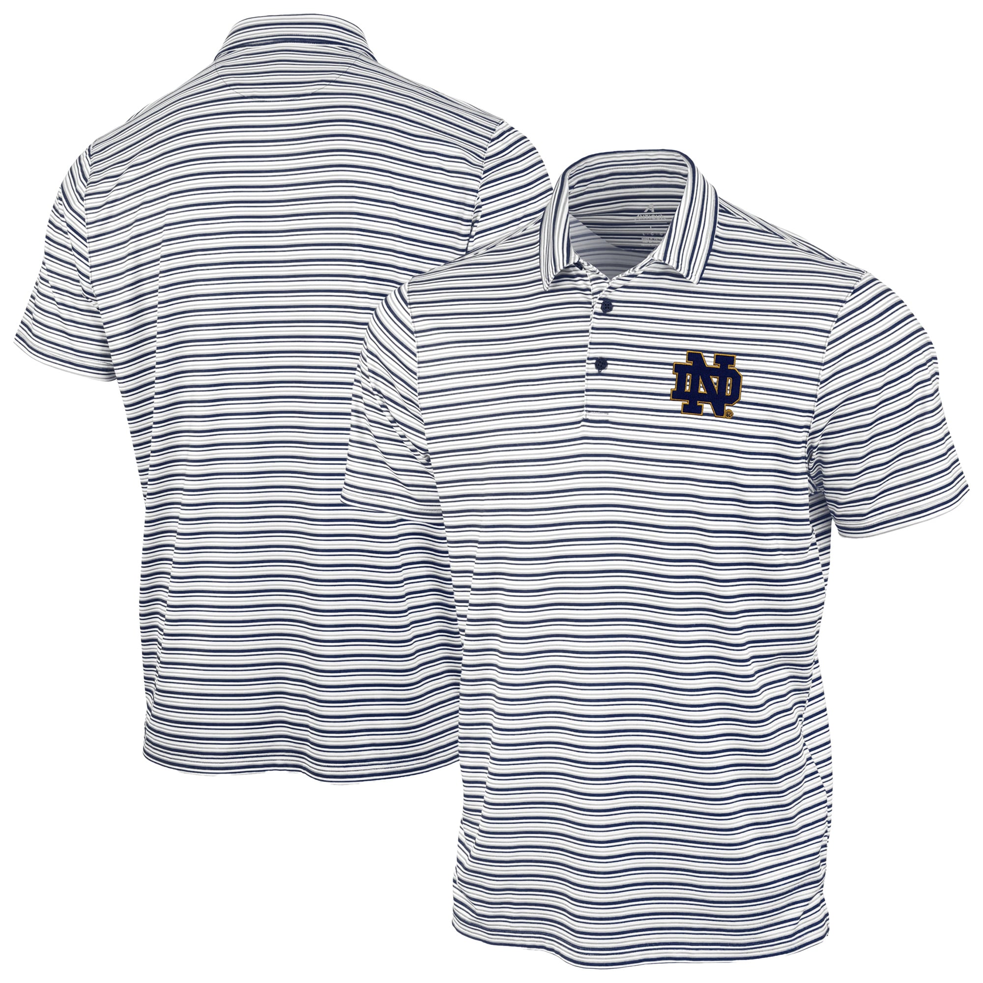 Men's Antigua Navy Notre Dame Fighting Irish Space Stripe Polo