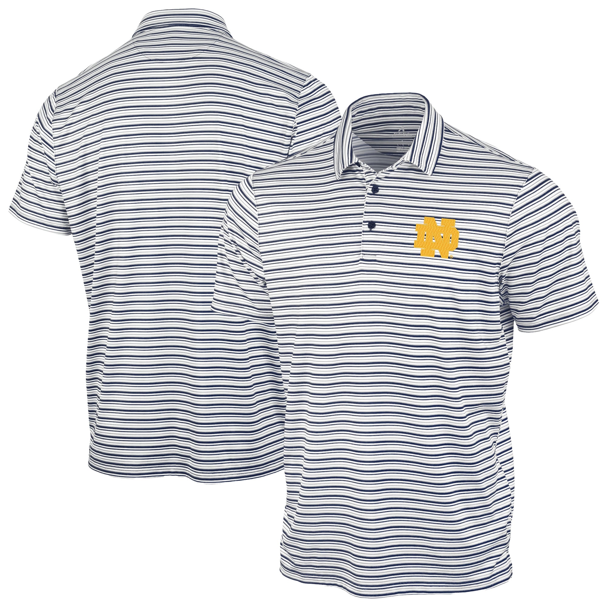 Men's Antigua Navy Notre Dame Fighting Irish Space Stripe Polo