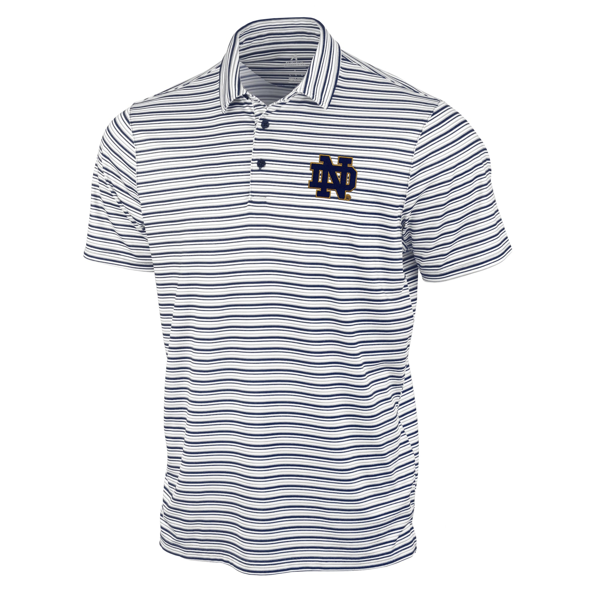 Men's Antigua Navy Notre Dame Fighting Irish Space Stripe Polo