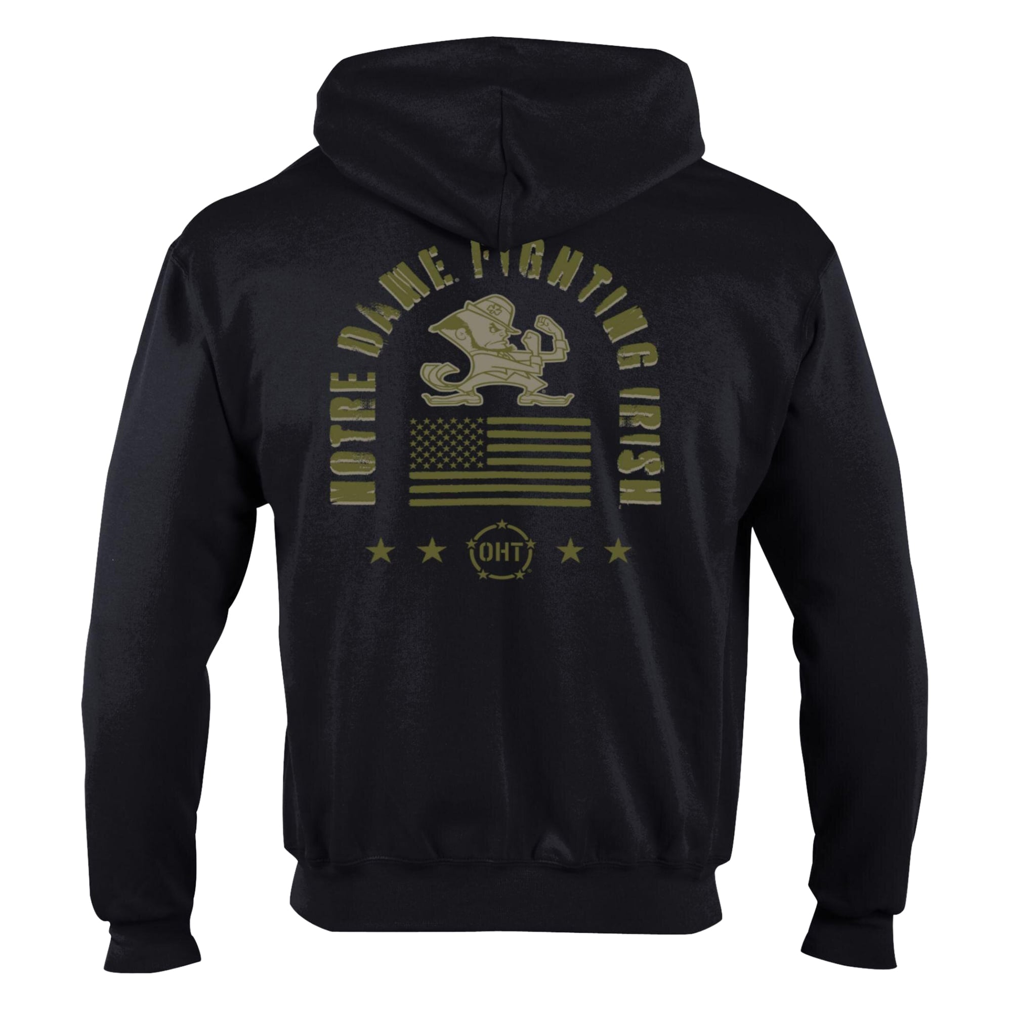 Sweat à capuche zippé en polaire Powerblend noire Champion pour homme, motif drapeau de l'opération Hat Trick Notre Dame Fighting Irish