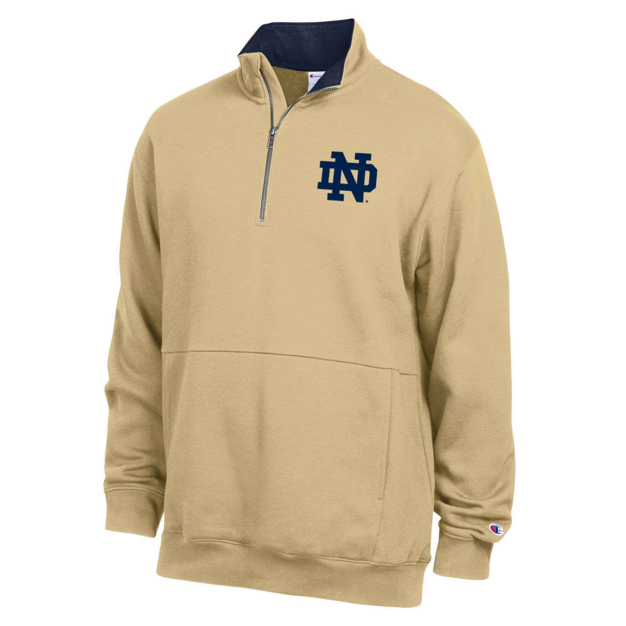 Pull-over en polaire à col zippé Champion Gold Notre Dame Fighting Irish pour homme