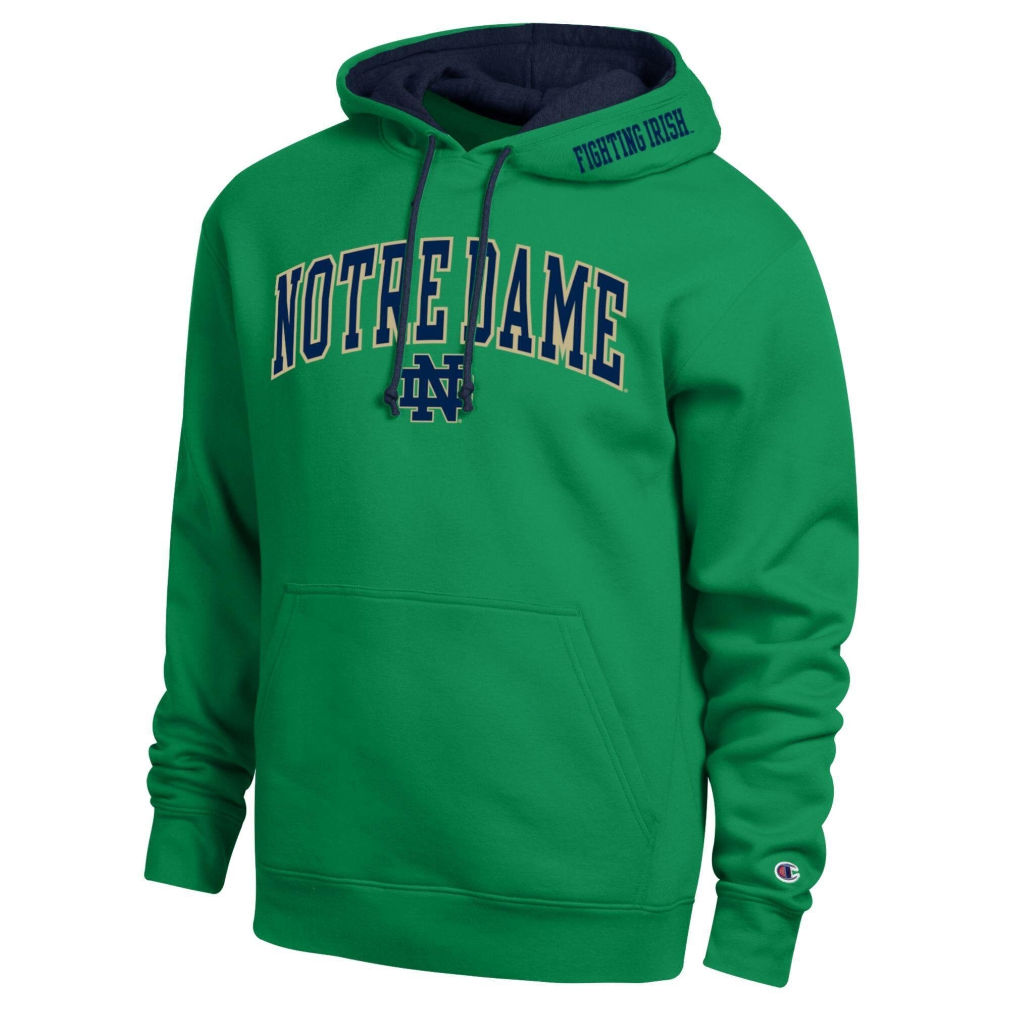 Men's Champion  Green Notre Dame Fighting Irish Arch Tackle Twill Hoodie