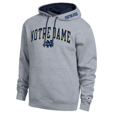  Notre Dame Fighting Irish Champion Arch Tackle Twill Hoodie - Heather Gray