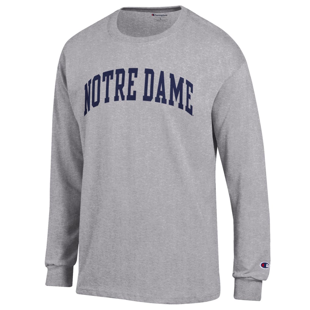 Men's Champion Heather Gray Notre Dame Fighting Irish Basic Arch Long ...