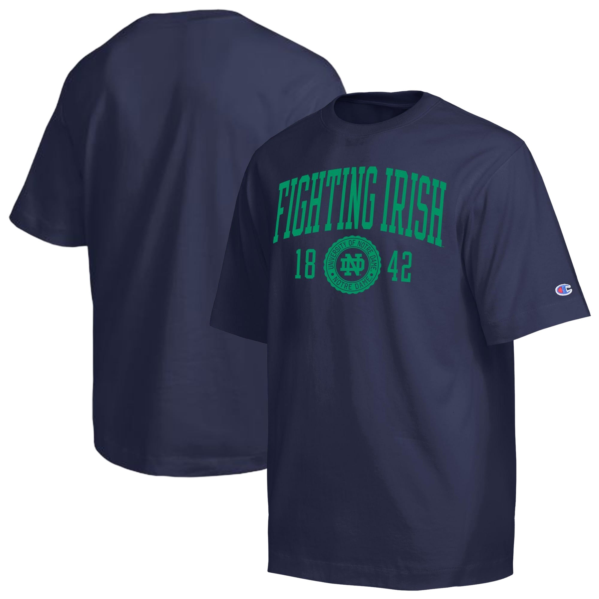T-shirt Champion Navy Notre Dame Fighting Irish pour homme, poids lourd, tradition établie