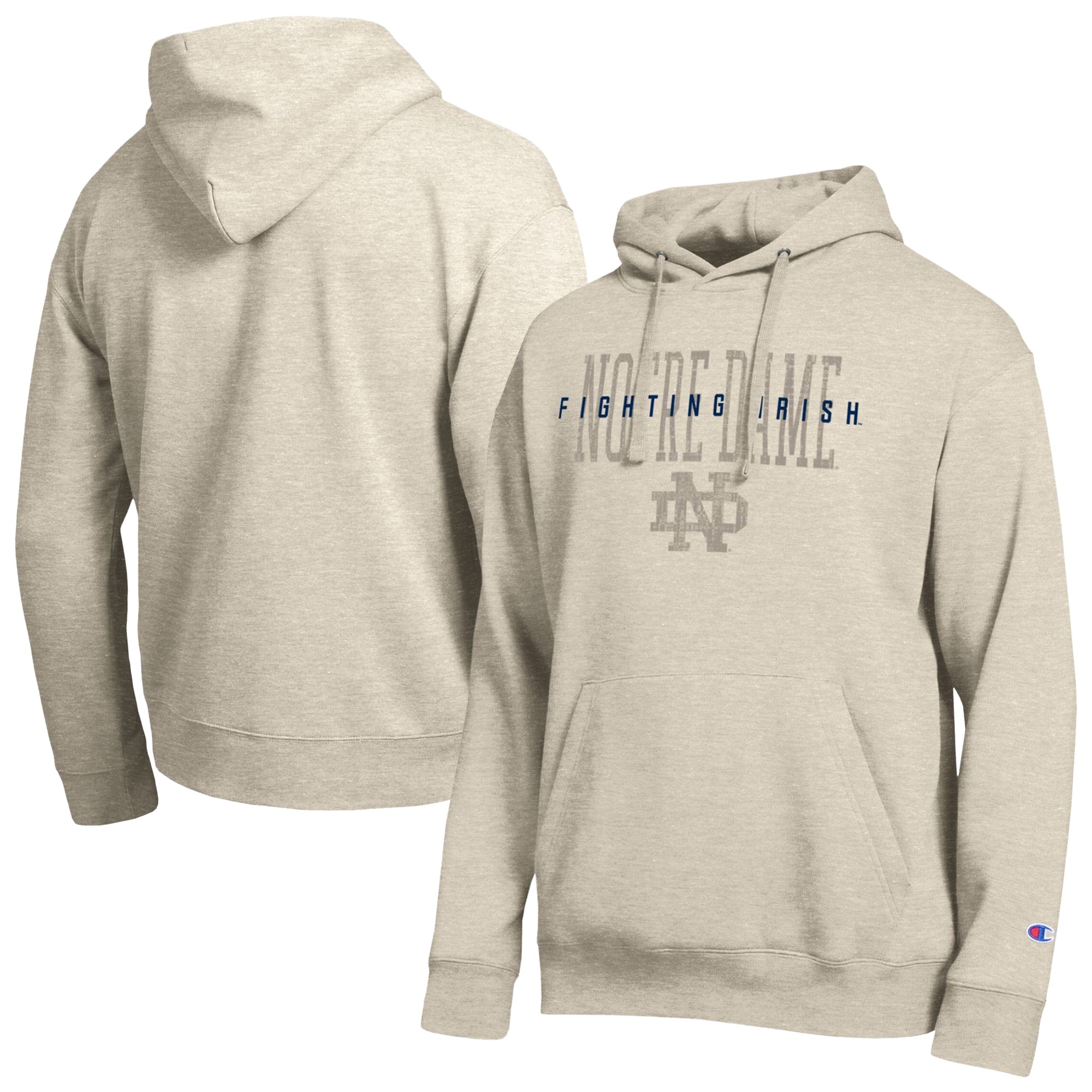 Men's Champion Oatmeal Notre Dame Fighting Irish All-Star Neutral Stack Hoodie