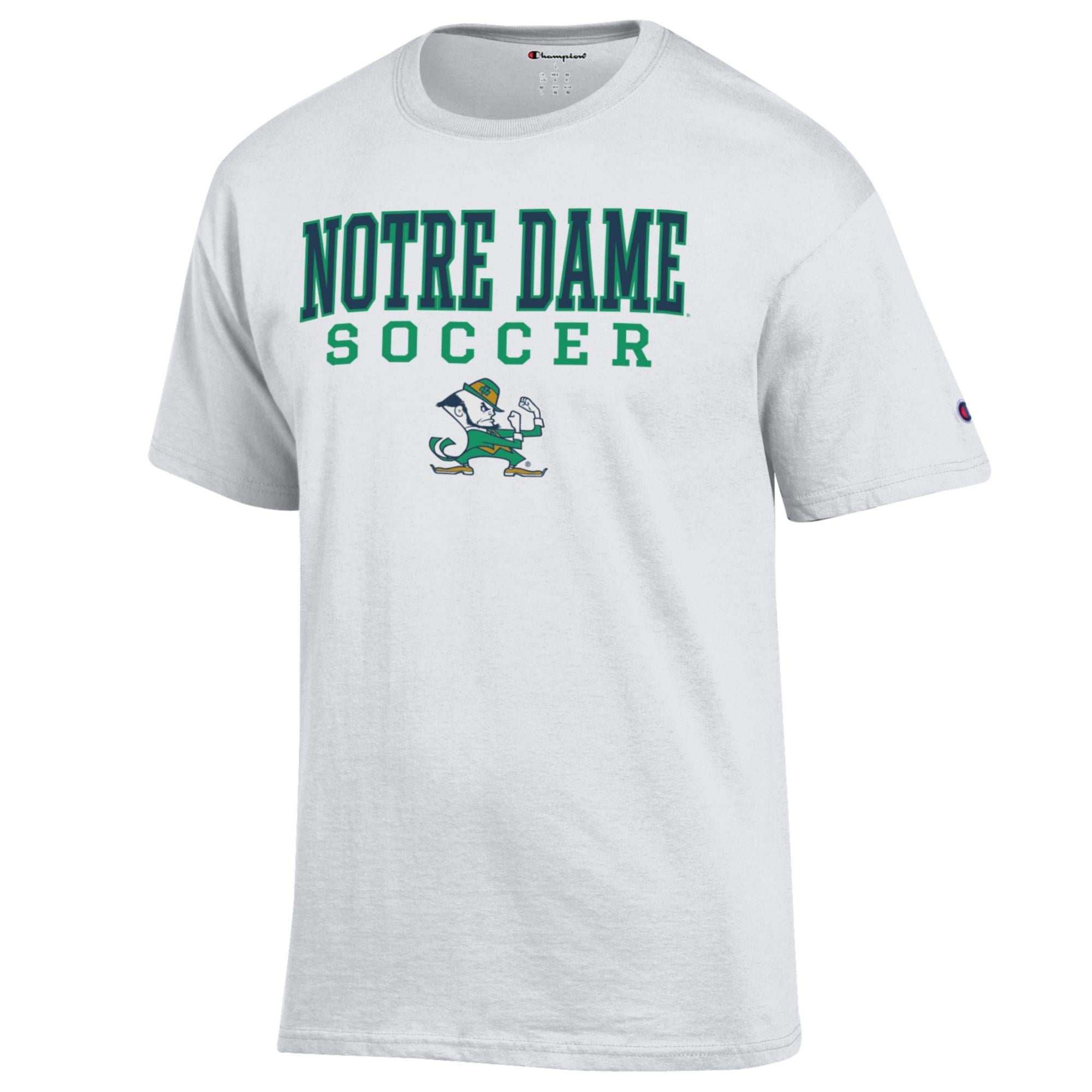 Men's Champion White Notre Dame Fighting Irish Soccer Stack Logo T